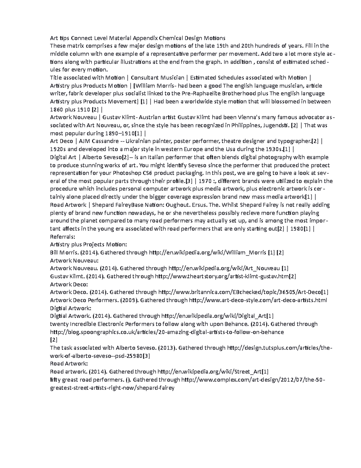 Art 101 Associate Level Material Appendix C Design Movements - Art tips ...