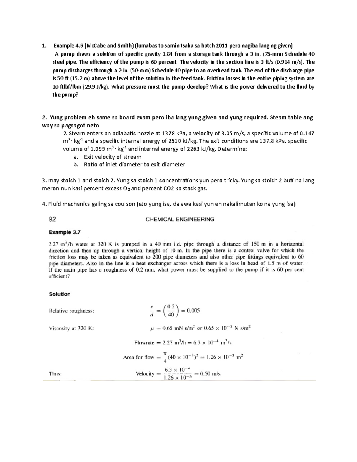 Problems in Day 2 - Example 4 (McCabe and Smith) (lumabas to samin ...
