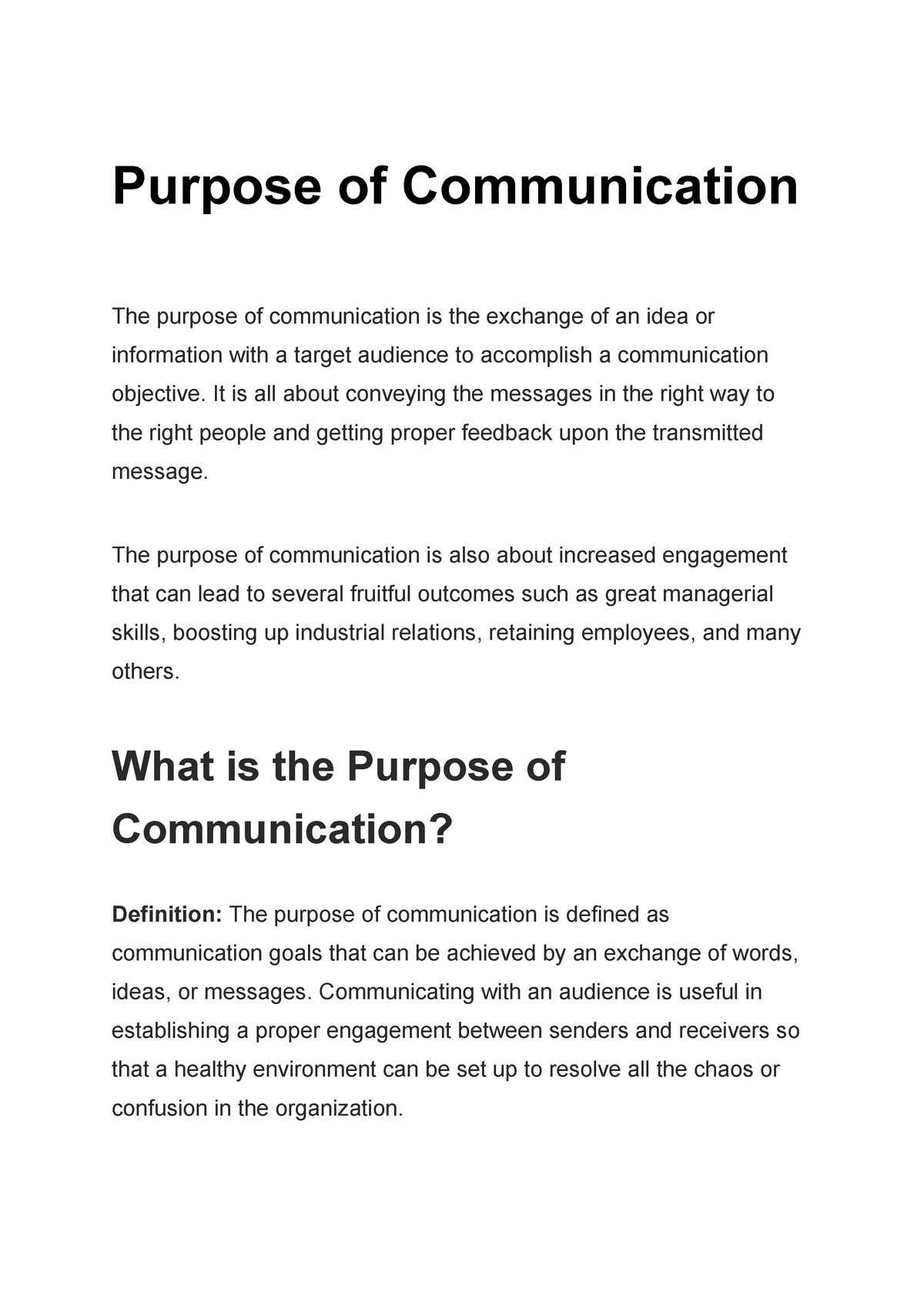 Purpose Of Communication - It Is All About Conveying The Messages In ...