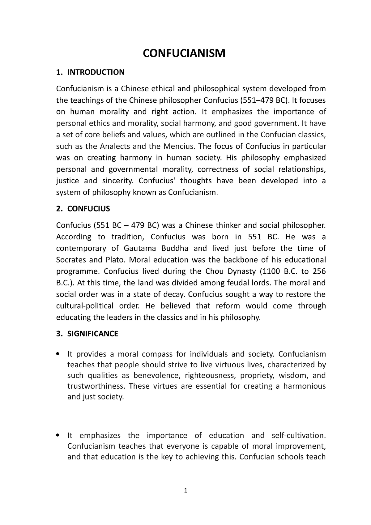 Confucianism - fersdjz - CONFUCIANISM 1. INTRODUCTION Confucianism is a ...