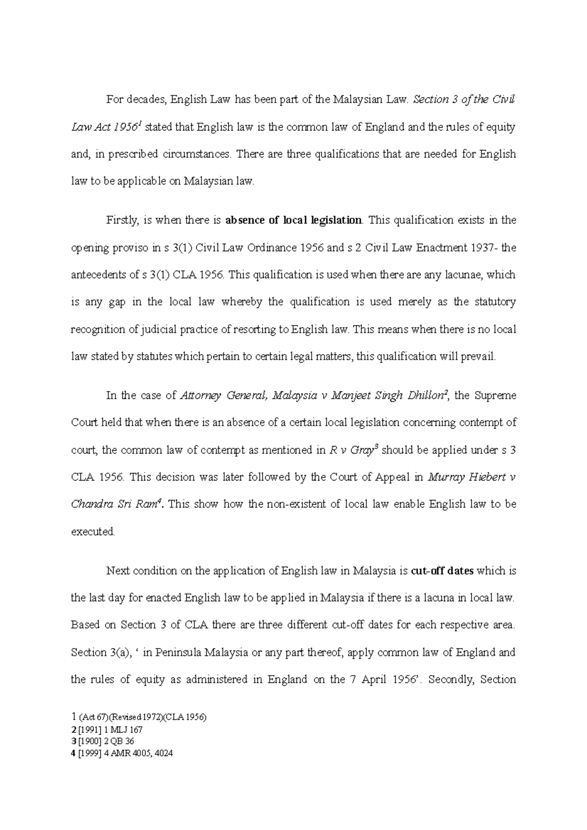 Qualifications For English Law To Be Used In Malaysia For Decades