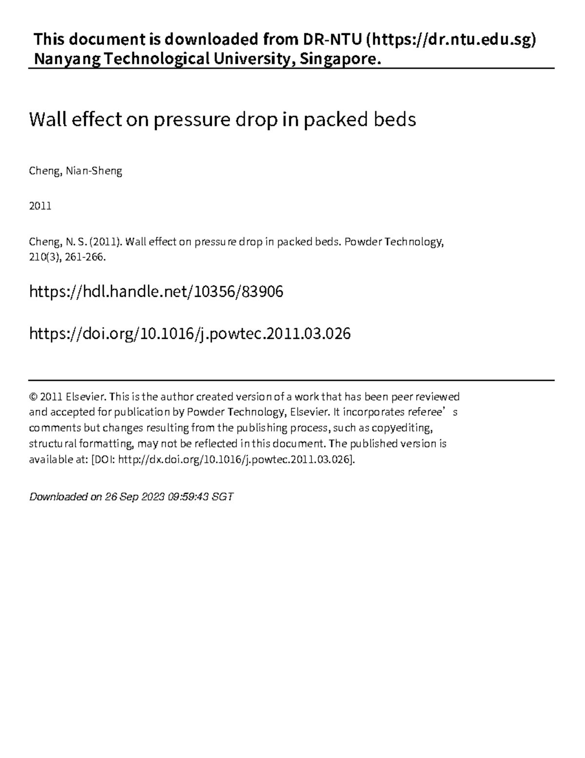 135. Wall effect on pressure drop in packed beds This document is
