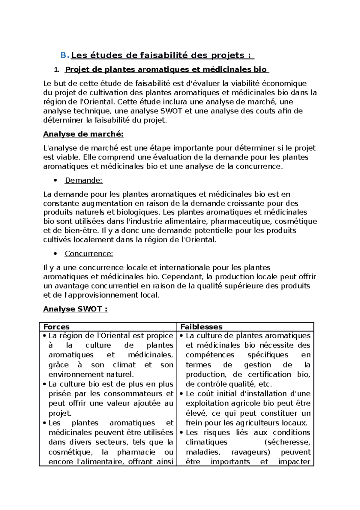 Analyse de faisabilité plante aromatique DOHA - B. Les études de ...