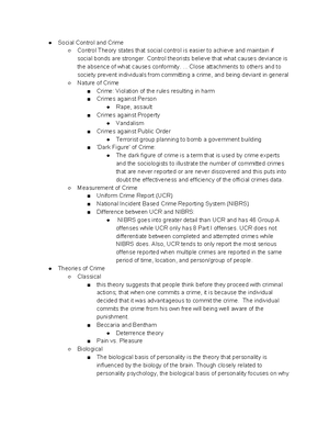 Crim 101 Study Guide - Chapter 1: An Introduction To Crime And The ...