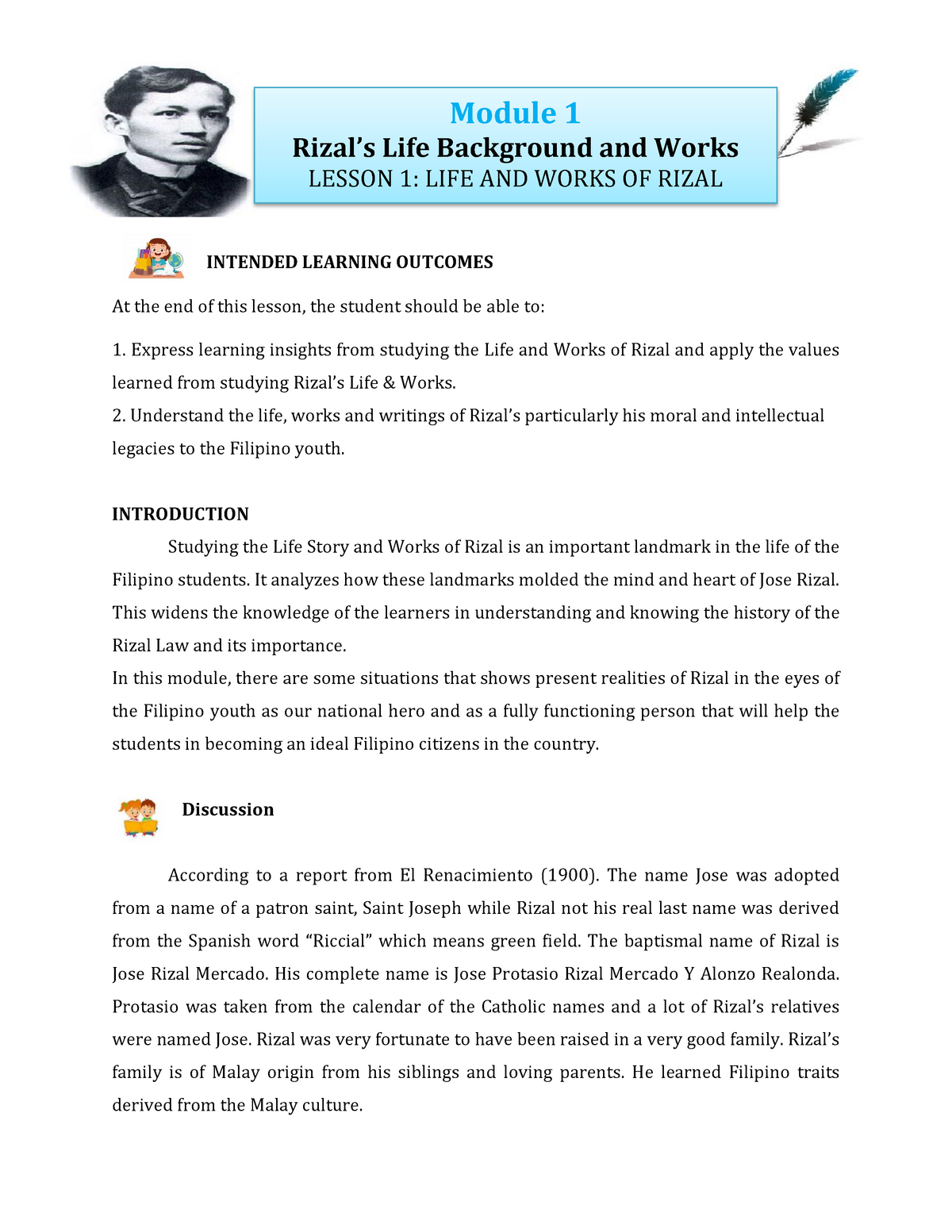 Rizal’s Life Background And Works LESSON 1: LIFE AND WORKS OF RIZAL ...