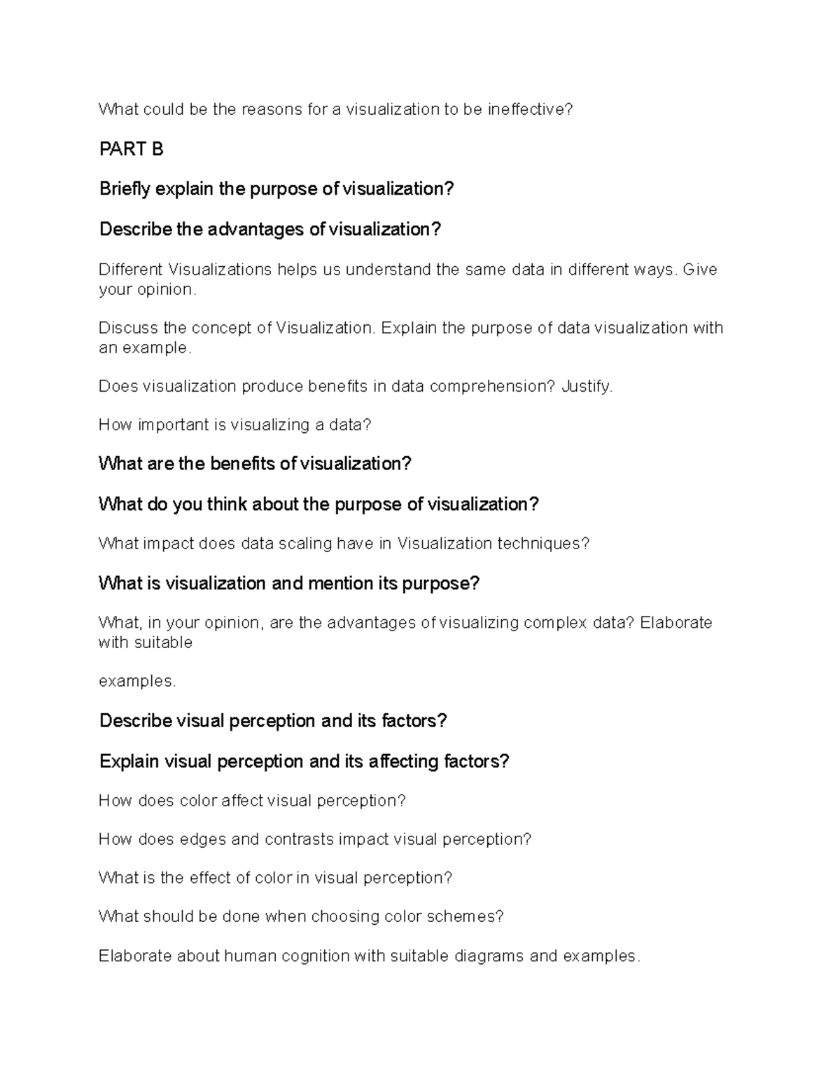 Dv qb - basic question - What could be the reasons for a visualization ...