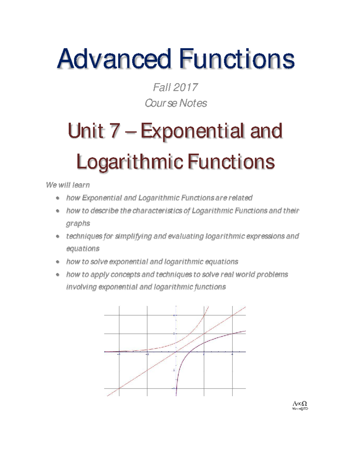 MHF4U Chapter 7 - Logarithms - Advanced Functions Fall 2017 Course ...