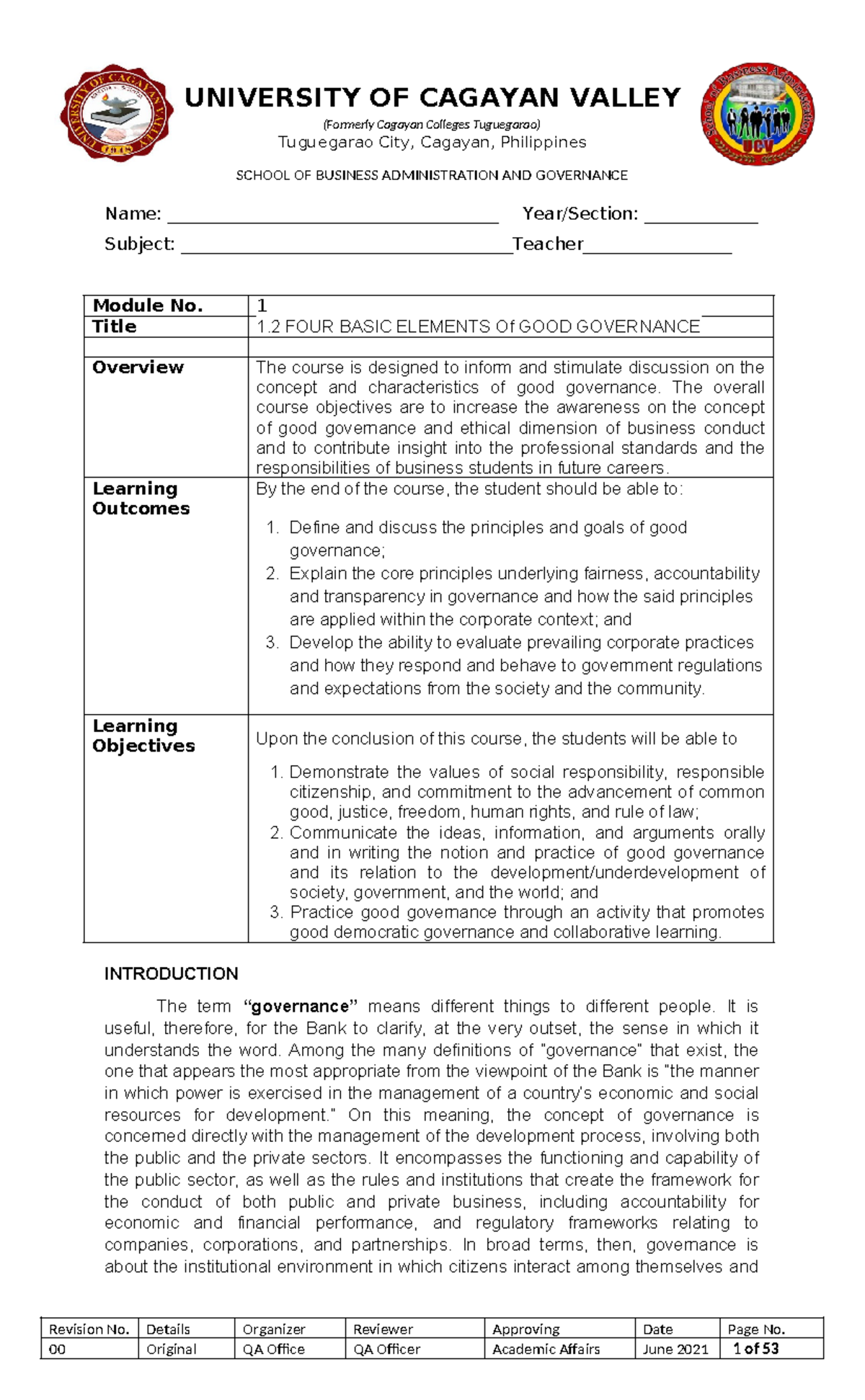 Module 1 2 Basic Elements of Good Goverance - (Formerly Cagayan ...