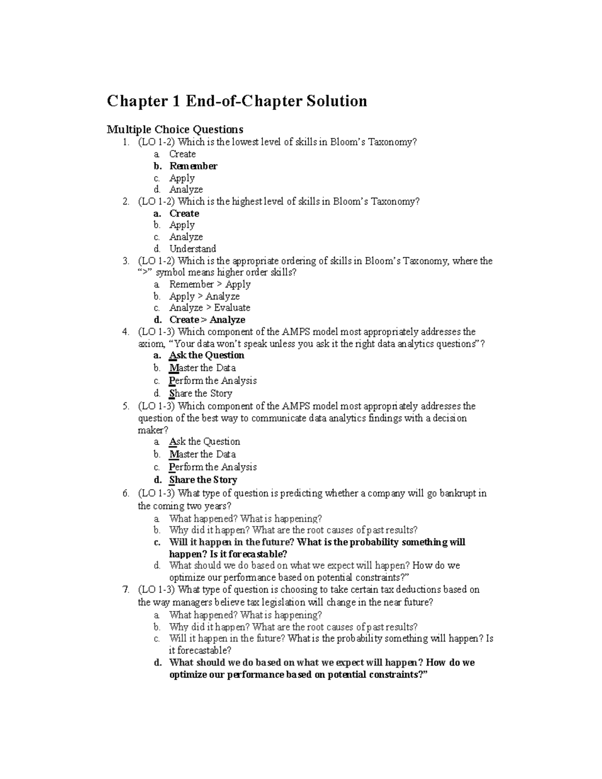 ACC 3202 Notes - Chapter 1 End-of-Chapter Solution Multiple Choice ...