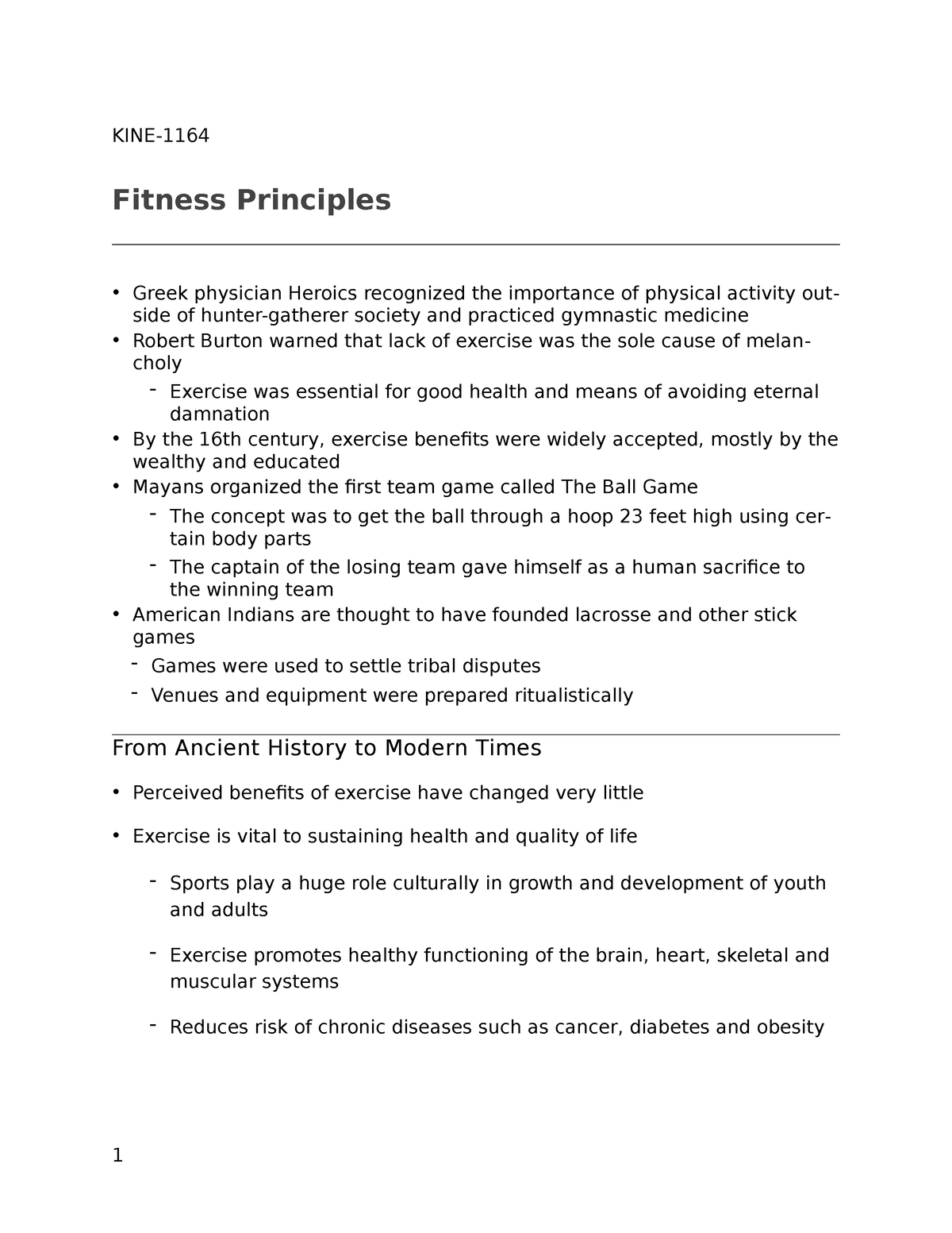 Fitness Principles - Module 2- R. Guyer - KINE- Fitness Principles • Greek  physician Heroics - Studocu