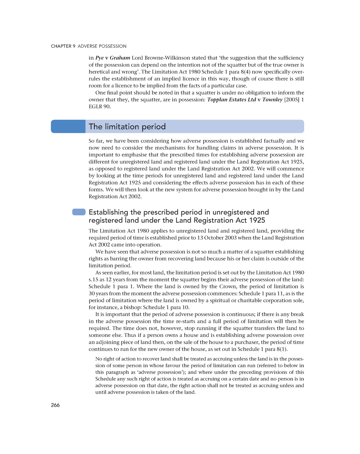 Zlib - n/a - 266 CHAPTER 9 ADVERSE POSSESSION in Pye v Graham Lord ...