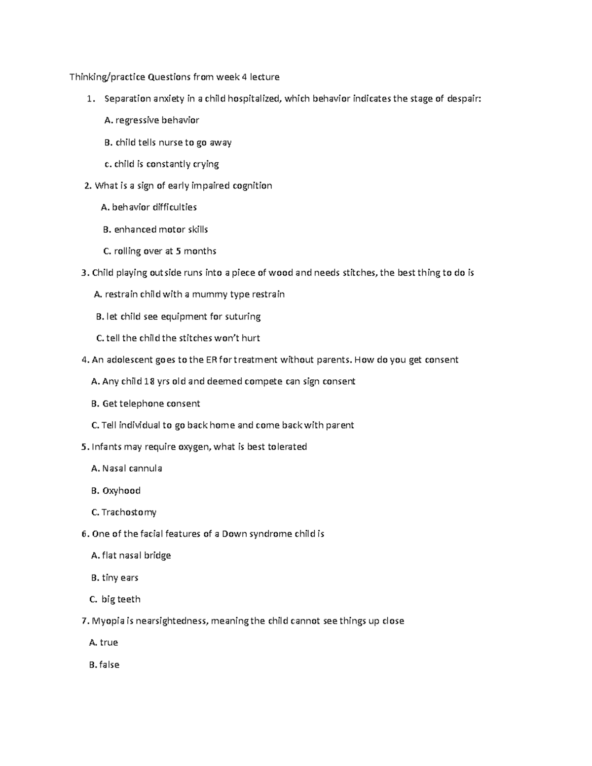Week 4 poll questions - Thinking/practice Questions from week 4 lecture ...