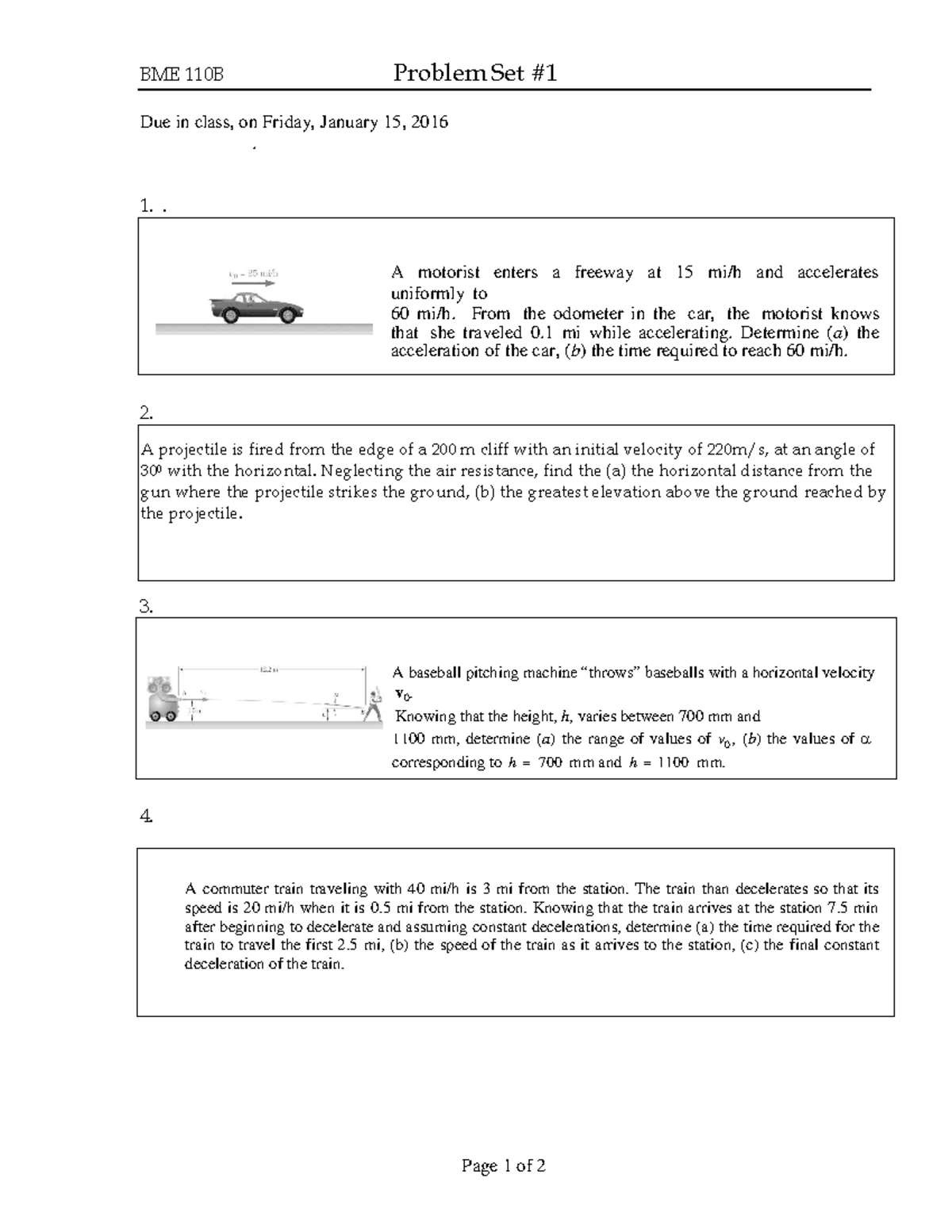 Problem Set # 6 Solutions - BME 110B Problem Set #1 Due In Class, On ...