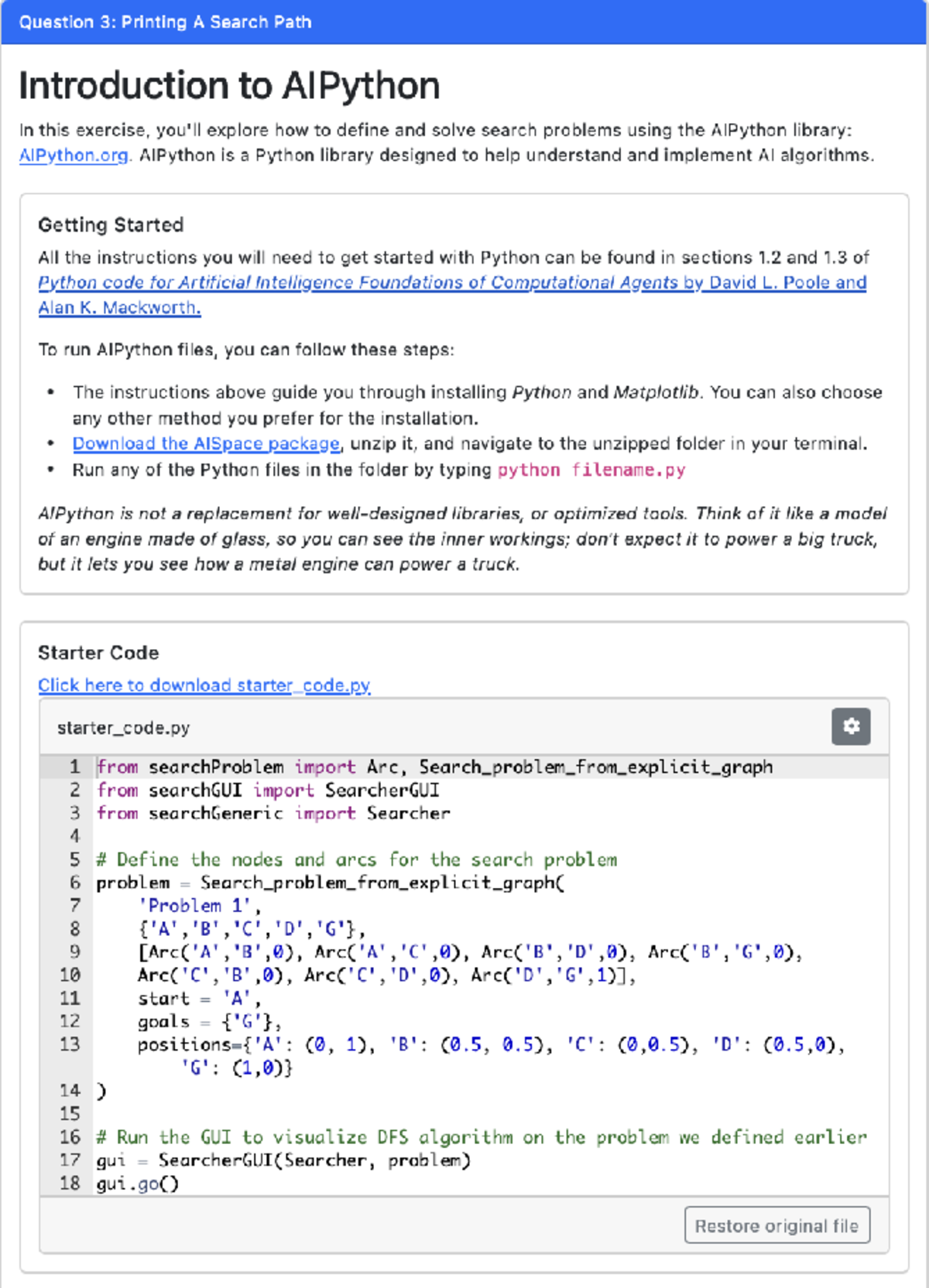 Assignment Question 1.3 - Question 3: Printing A Search Path ...