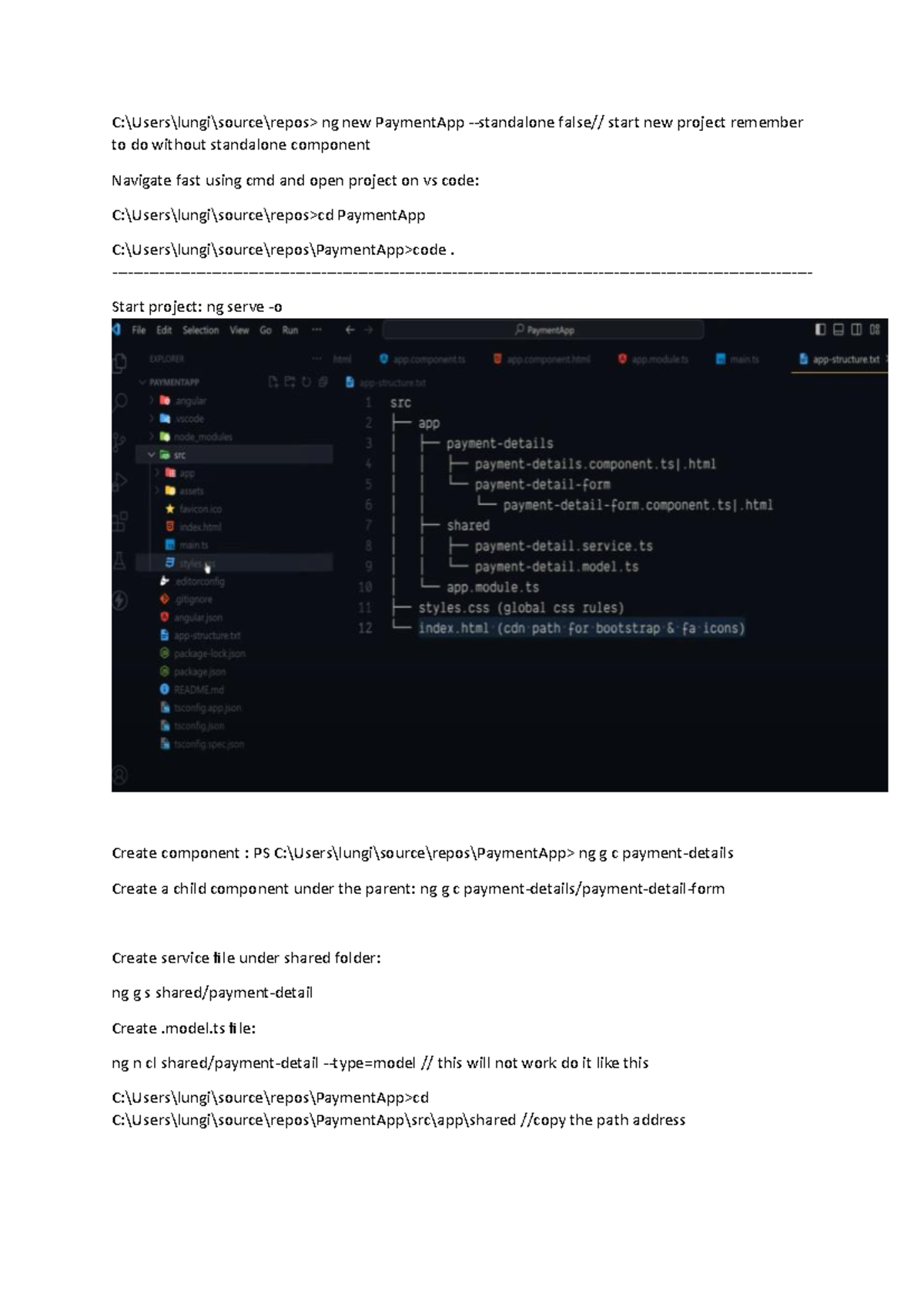 Backend API NOTES & FRONT END - C:\Users\lungi\source\repos> ng new ...