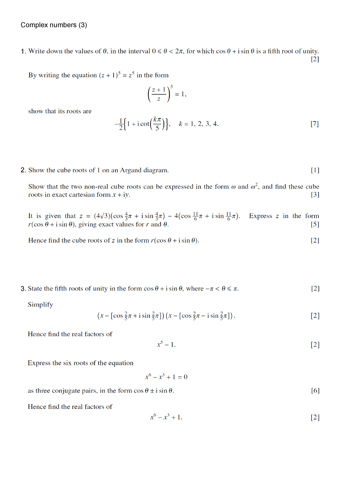 Complex numbers HW5 QP+MS - maths - Complex numbers (3) 1. 2. - Studocu