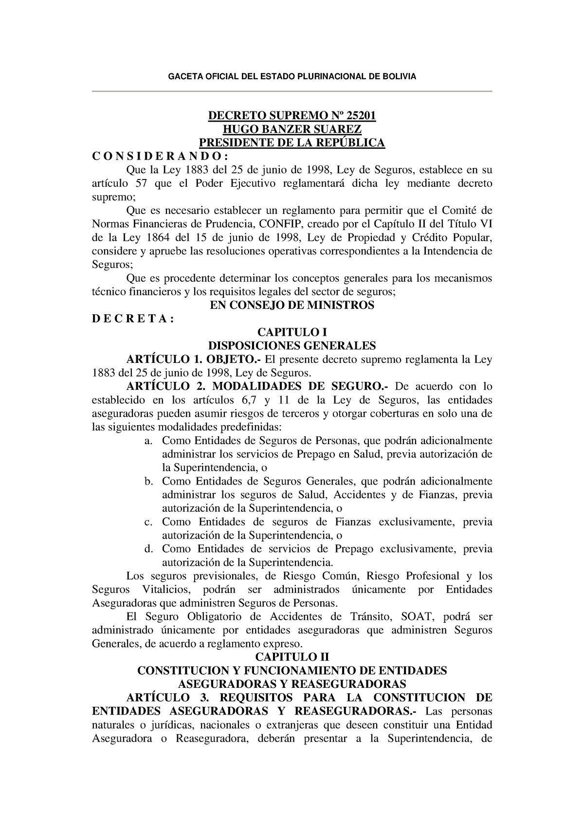 Decreto Supremo 25201 - GACETA OFICIAL DEL ESTADO PLURINACIONAL DE ...