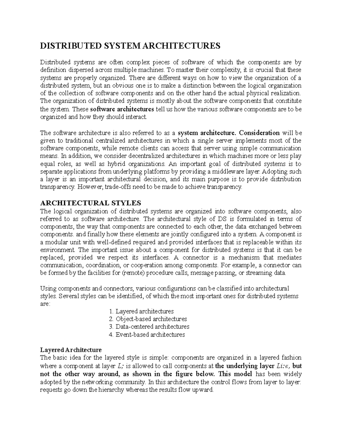 Distributed System Architectures - DISTRIBUTED SYSTEM ARCHITECTURES ...