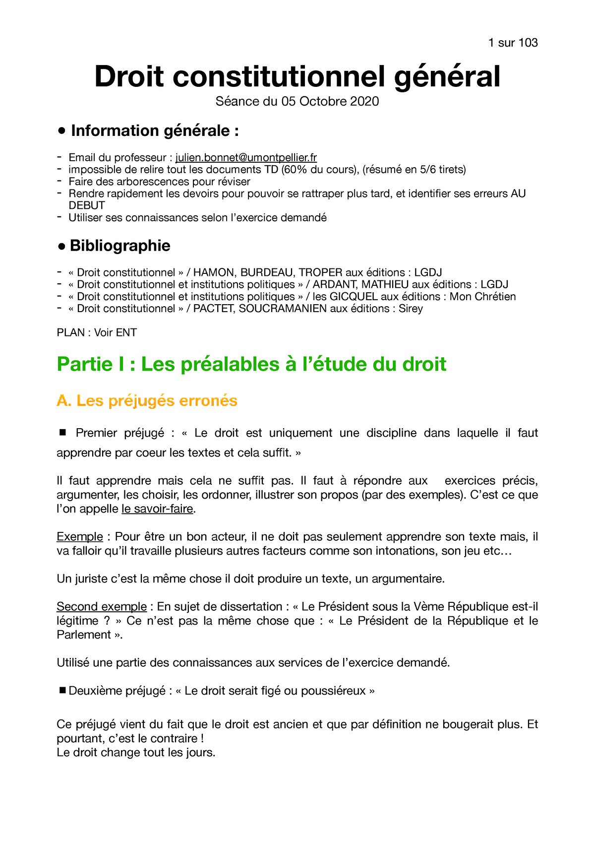 [Leçon] Droit Constitutionnel - Droit Constitutionnel Général Séance Du ...