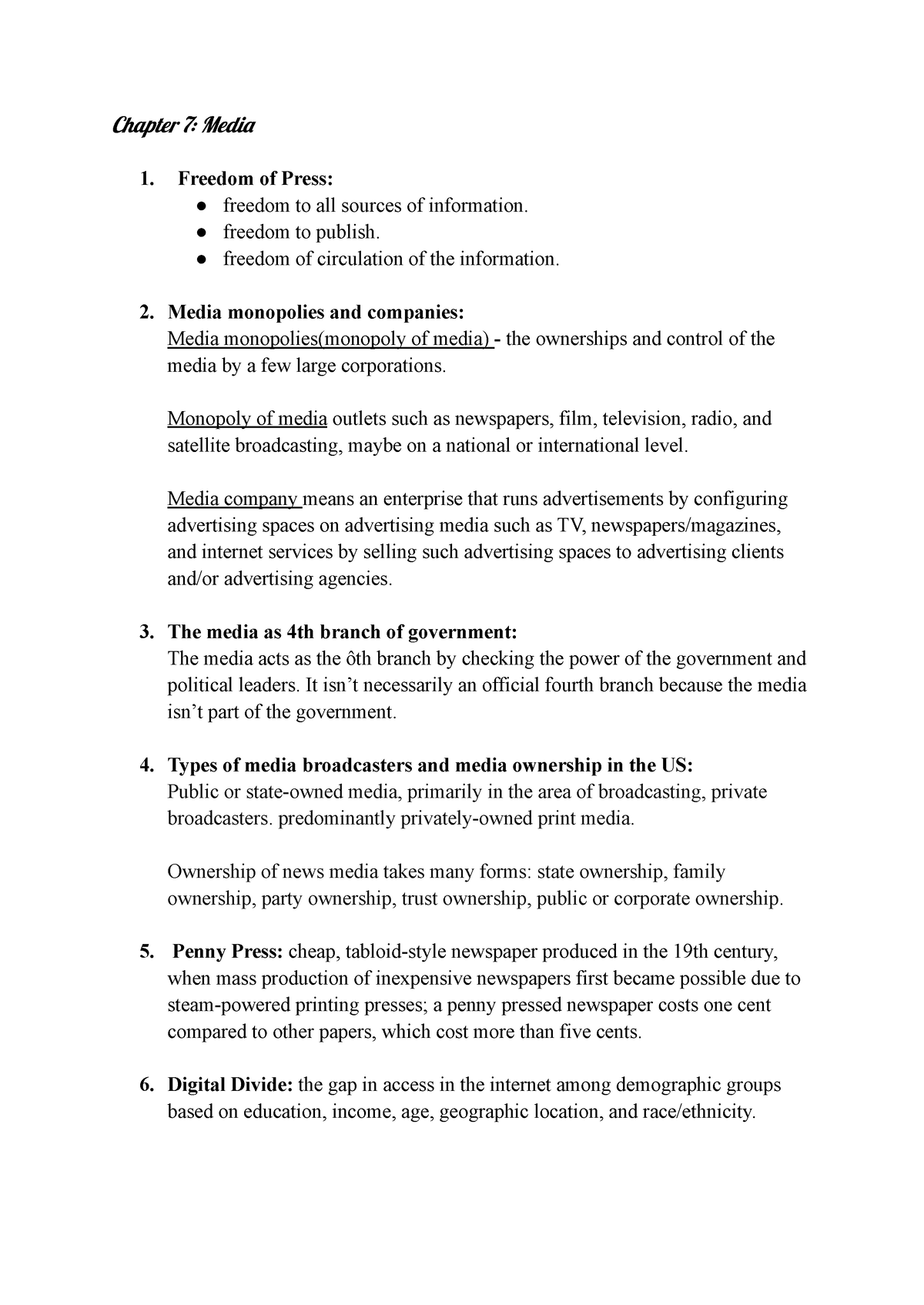 Exam 2 Study Guide Chapter 7 - Answer - Chapter 7: Medi 1. Freedom Of ...