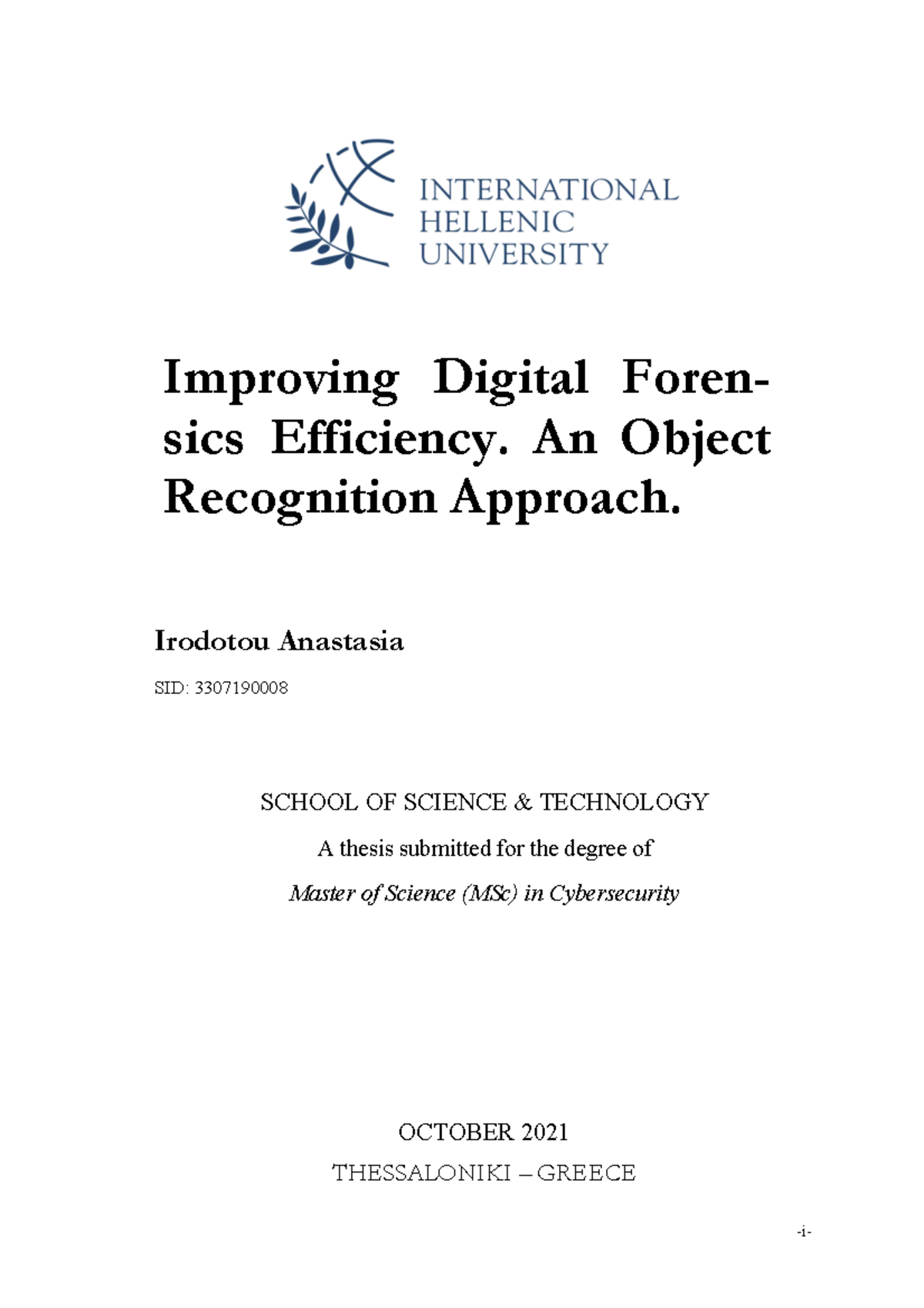 Final Thesis Uploaded to Repository -i- Improving Digital Foren- sics ...