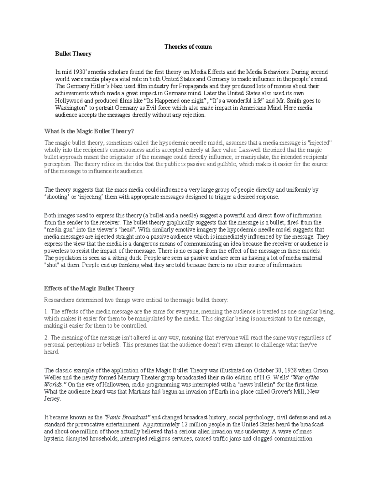 Theories Of Comm Subject Communication Concepts Studocu