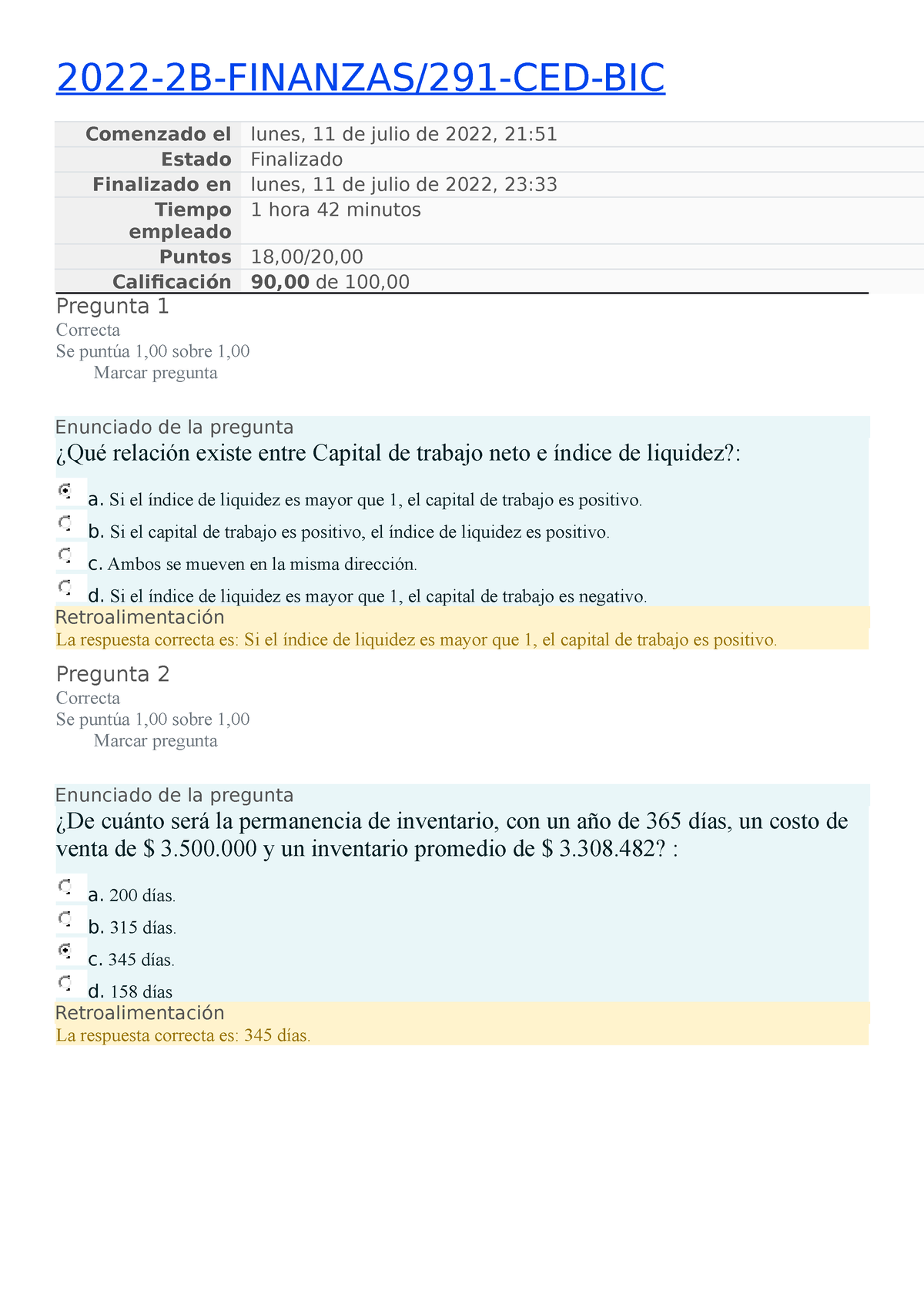 Examen Finanzas - Buena Calificación - 2022-2B-FINANZAS/291-CED-BIC ...