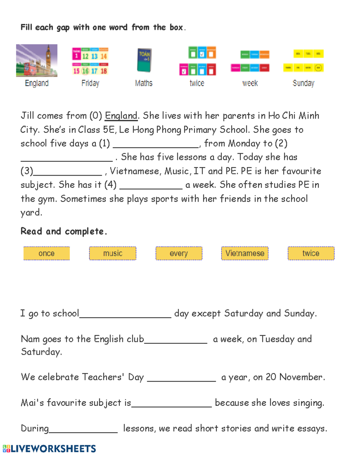 108250147077666 - english - Fill each gap with one word from the box ...