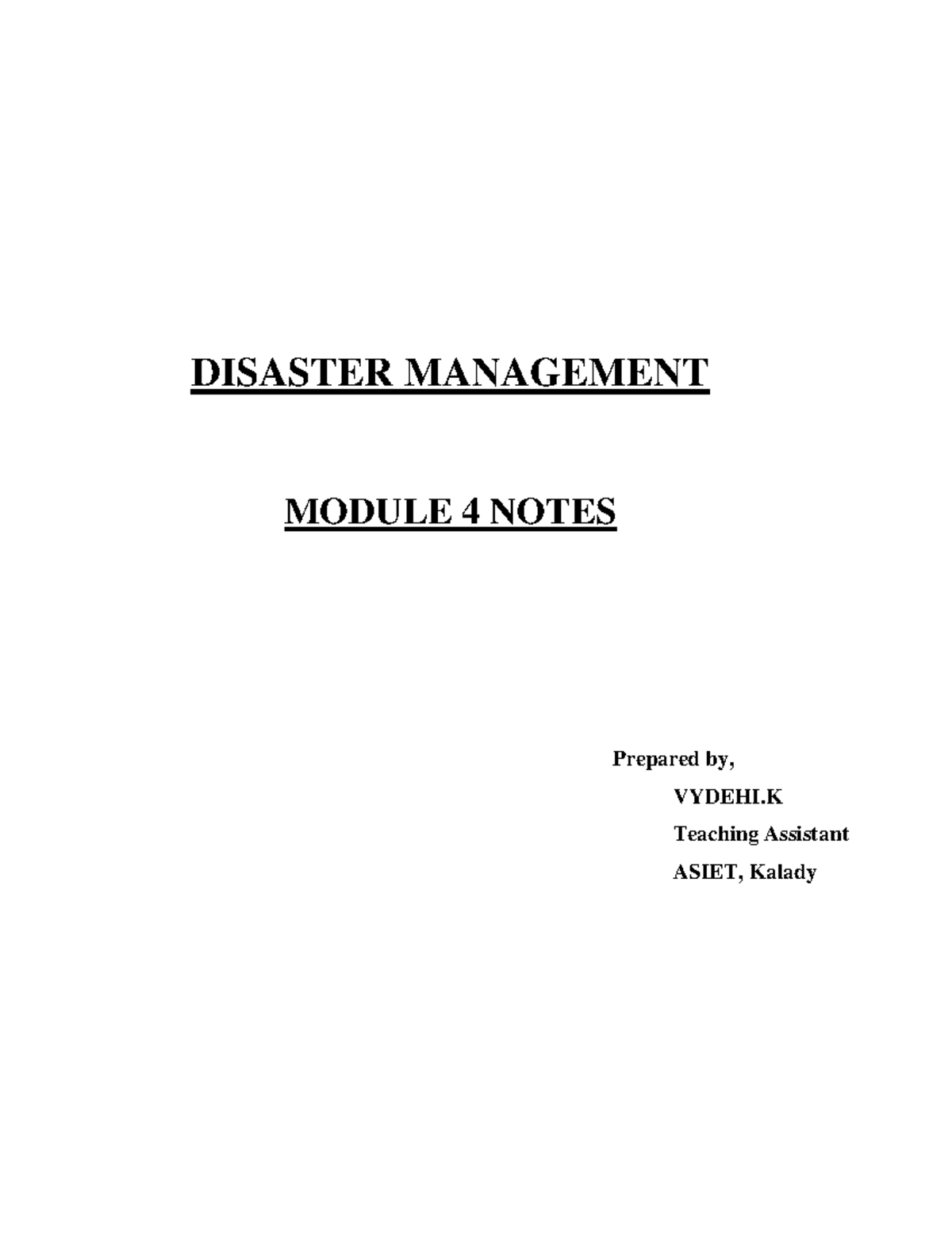 MOD 4 Notes-converted - It Is A Lecture Note - DISASTER MANAGEMENT ...