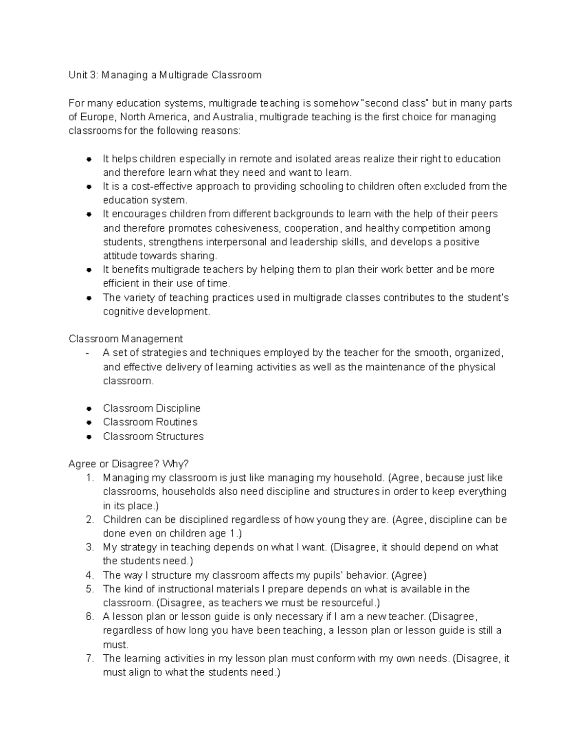 Teaching Multi-Grade Class - Unit 3: Managing a Multigrade Classroom ...