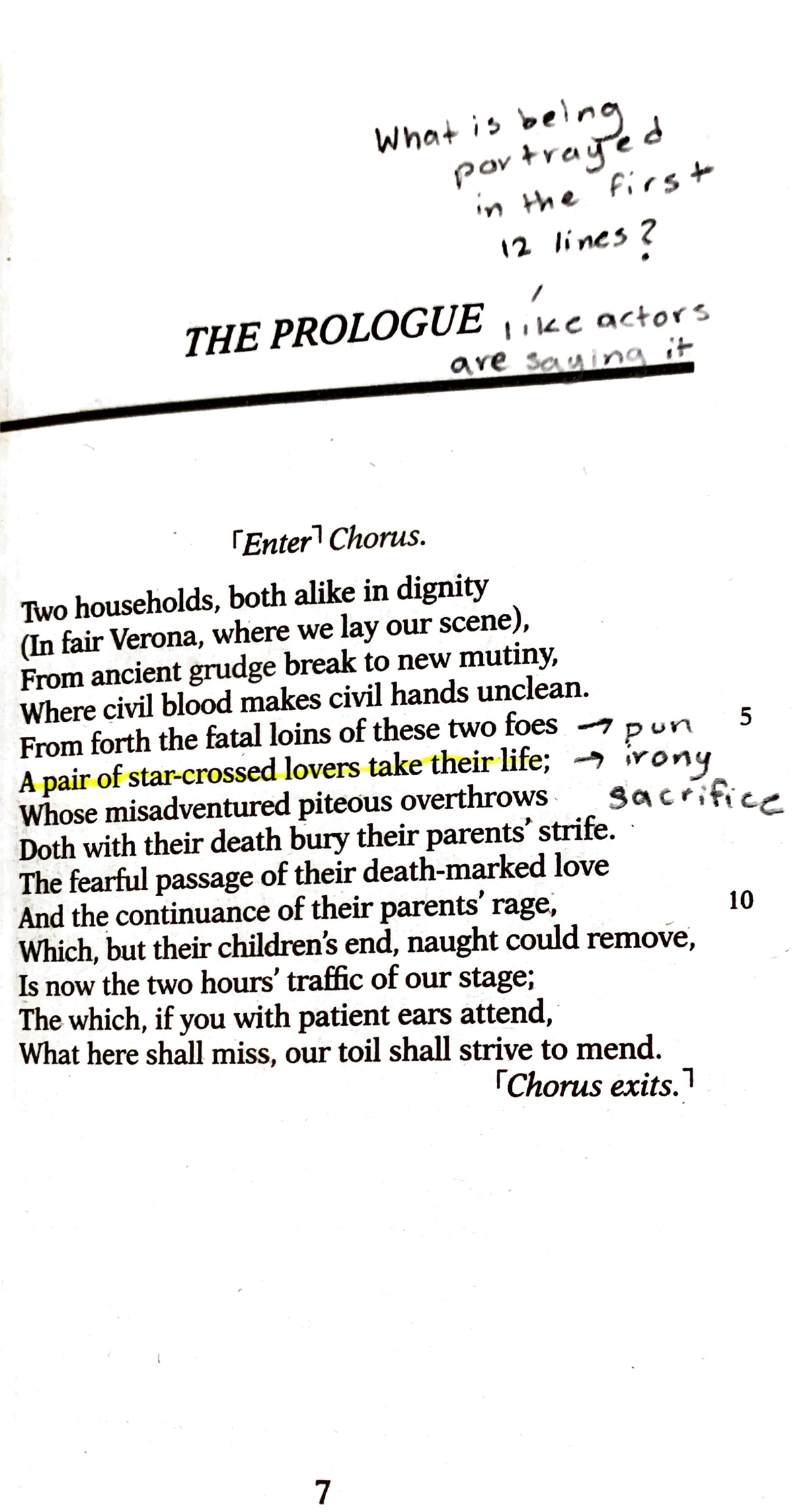 Romeo And Juliet Act 1 Scene 1 Annotations - I THE PROLOGUE 1 , L"-G A ...