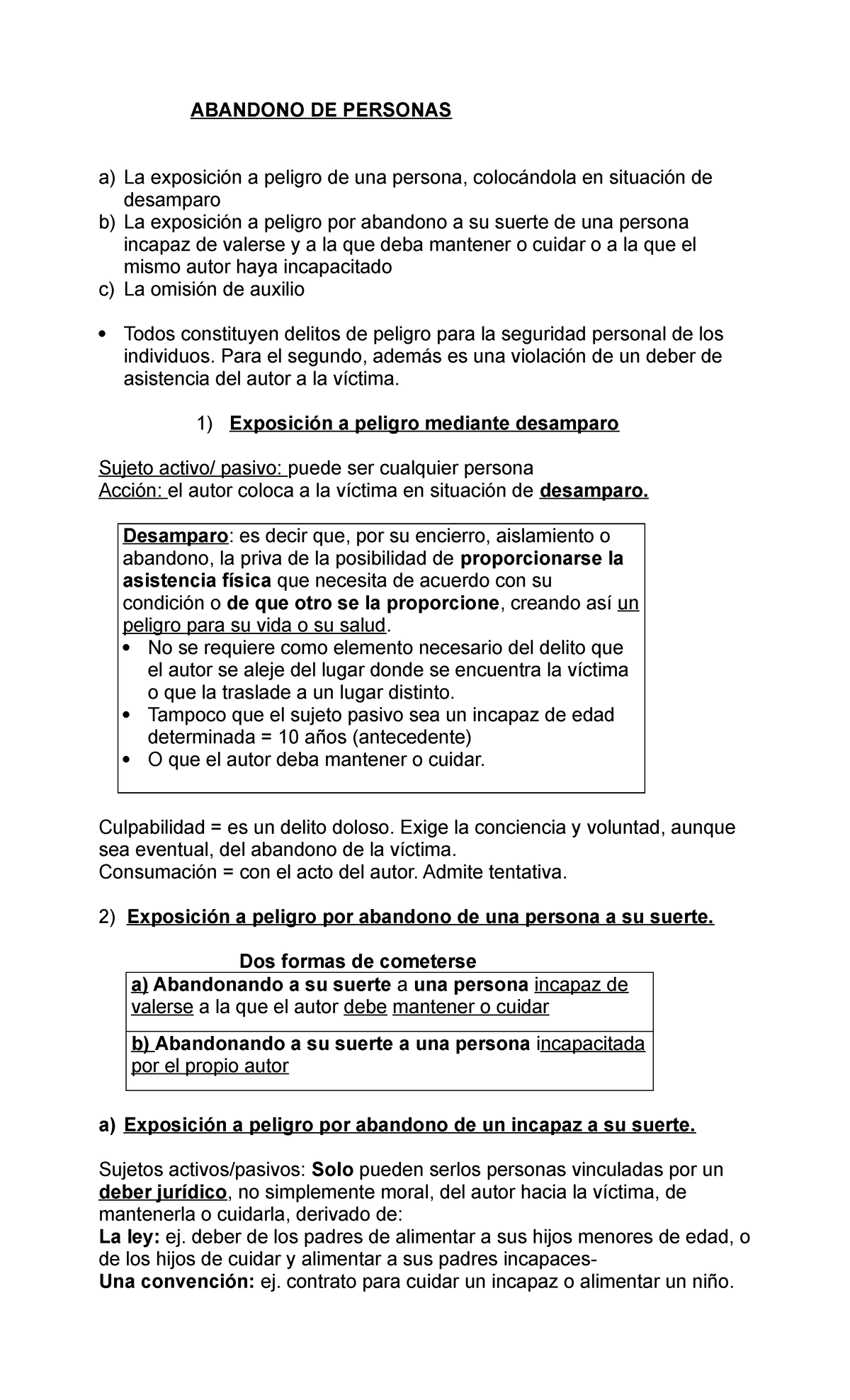 Esquema Abandono De Personas Abandono De Personas A La Exposición A Peligro De Una Persona 3985