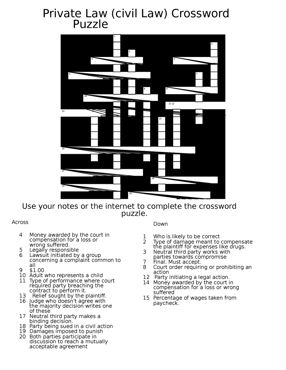 Crossword puzzle law 1 2 3 4 5 6 7 8 9 10 11 12 13 14 15 16 17 18