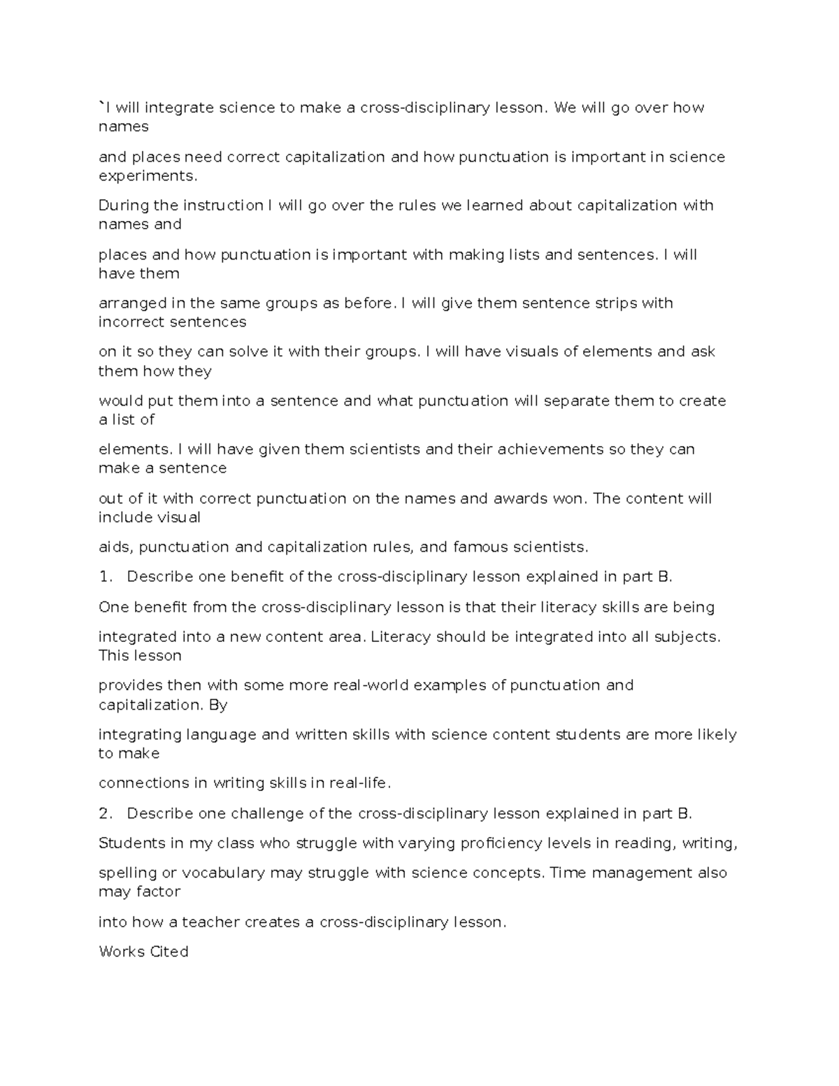 Do91 2 - task 2 - `I will integrate science to make a cross ...
