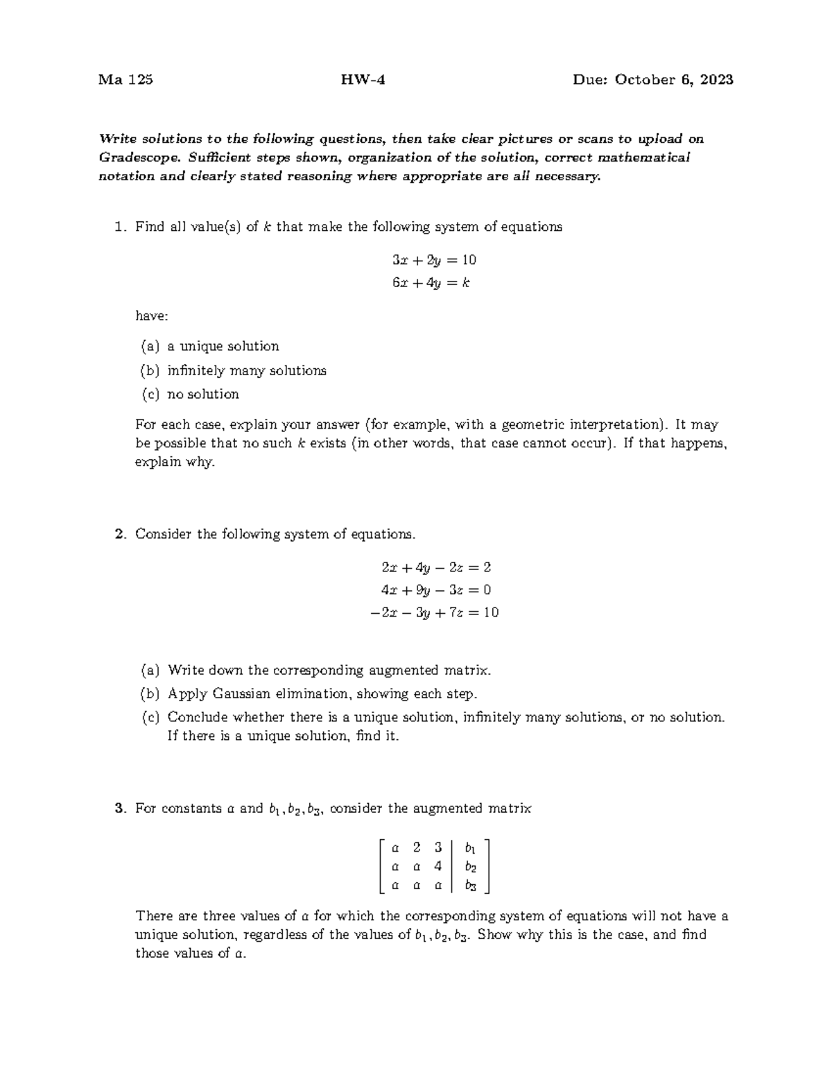 Ma125 23F1 HW4-2 - MA 125 Homework 2 - Gradescope - Ma 125 HW-4 Due ...