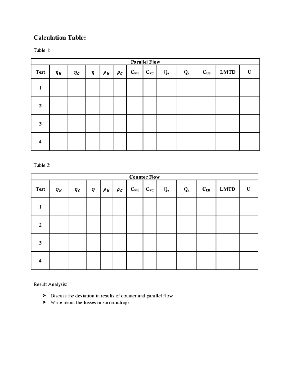 29-32 - Transient Heat Transfer Analysis - Calculation Table: Table 1 ...