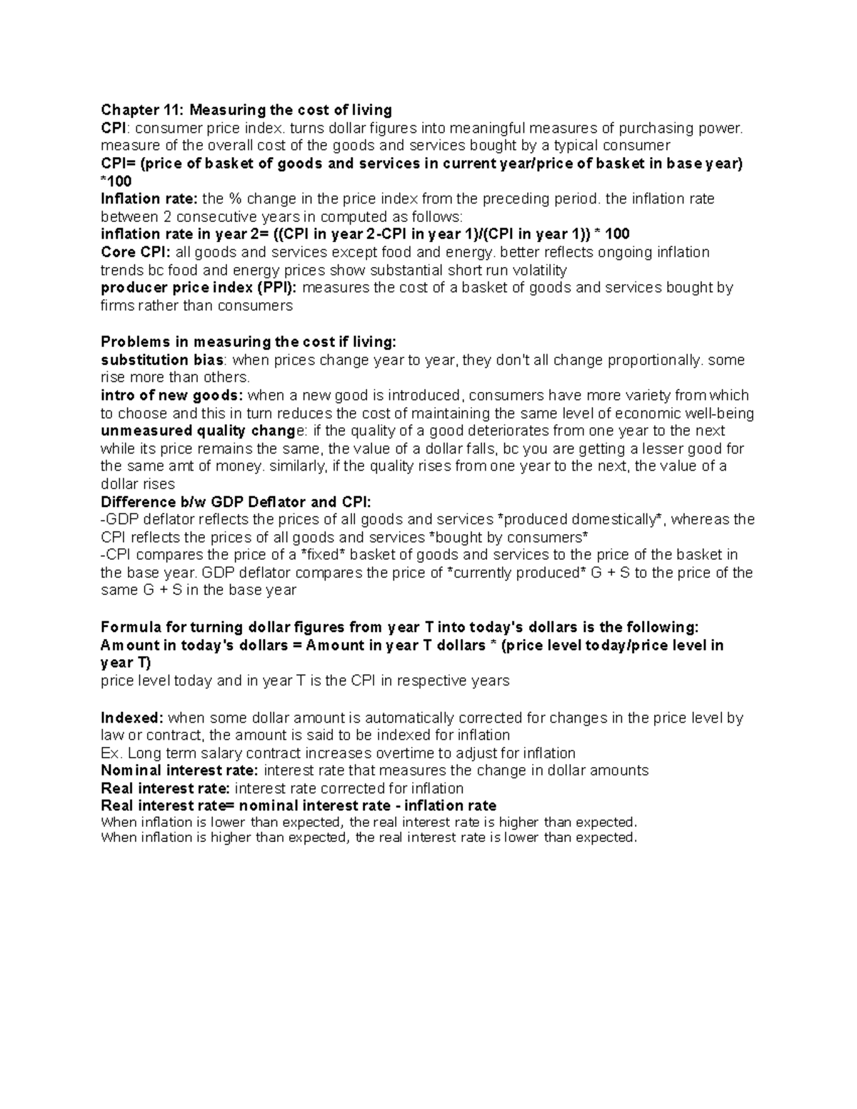 Chapter 11 - textbook notes prof steve rick - Chapter 11: Measuring the ...