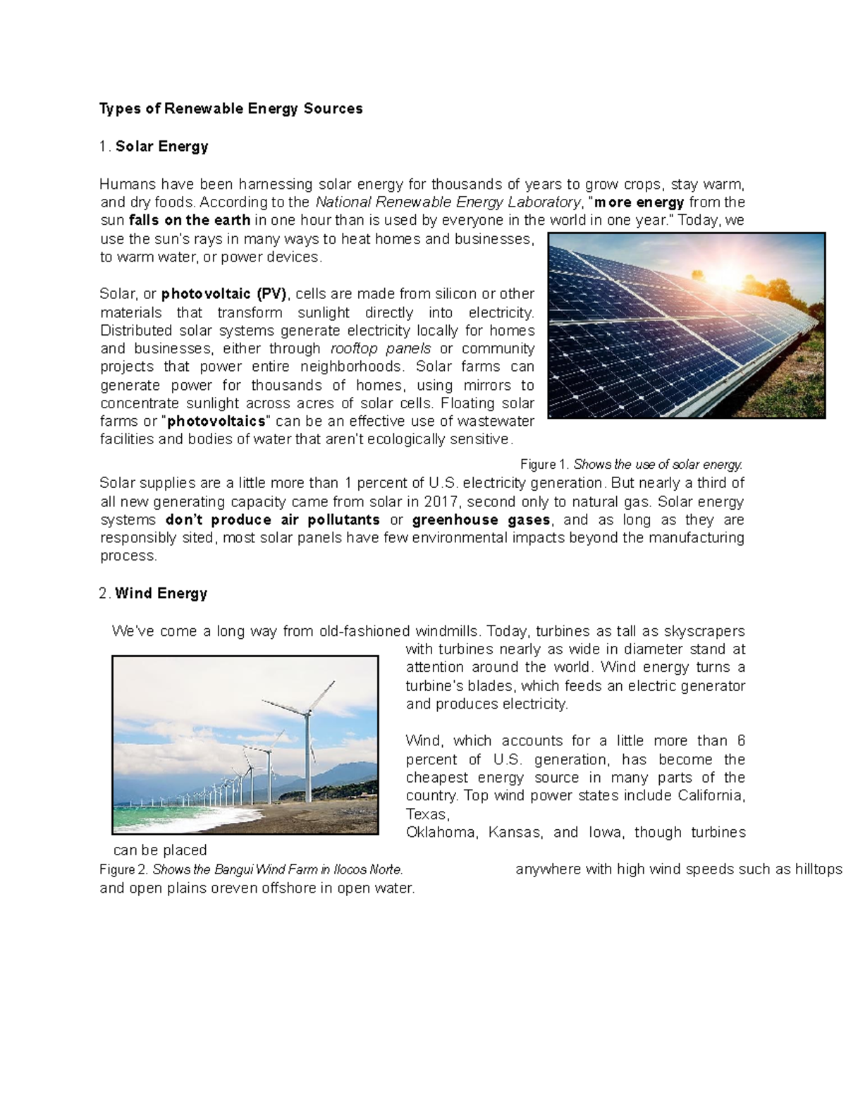 Types of Renewable Energy Sources - According to the National Renewable ...