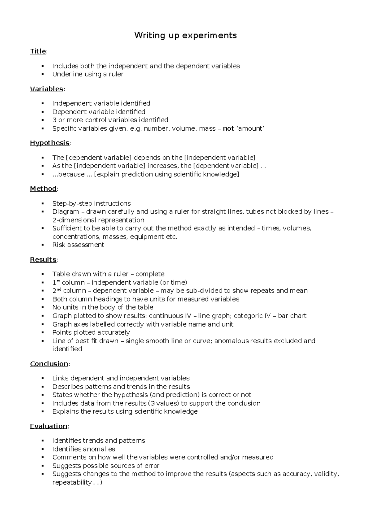 Writing up experiments - Writing up experiments Title: Includes both ...