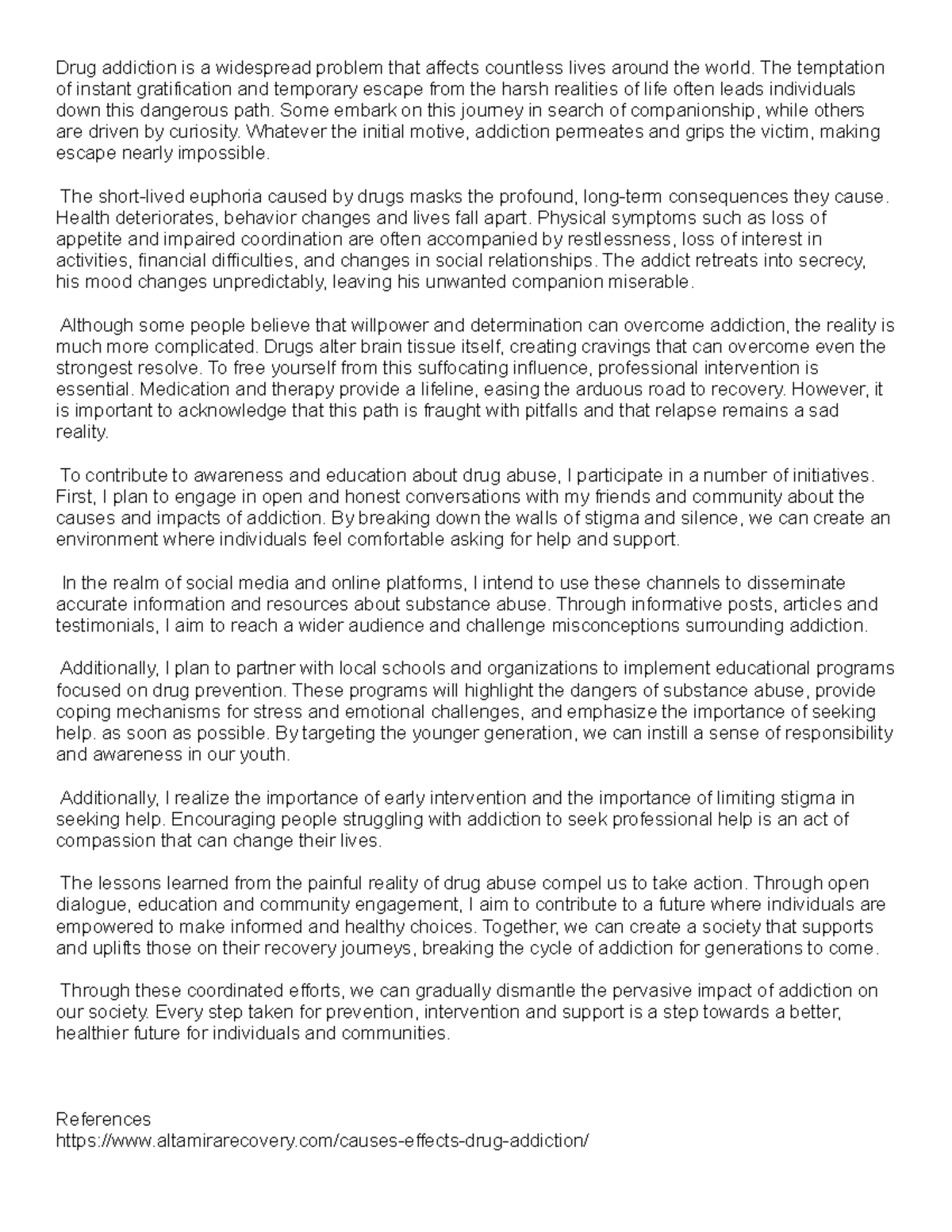 Essay nstp - Drug addiction is a widespread problem that affects ...