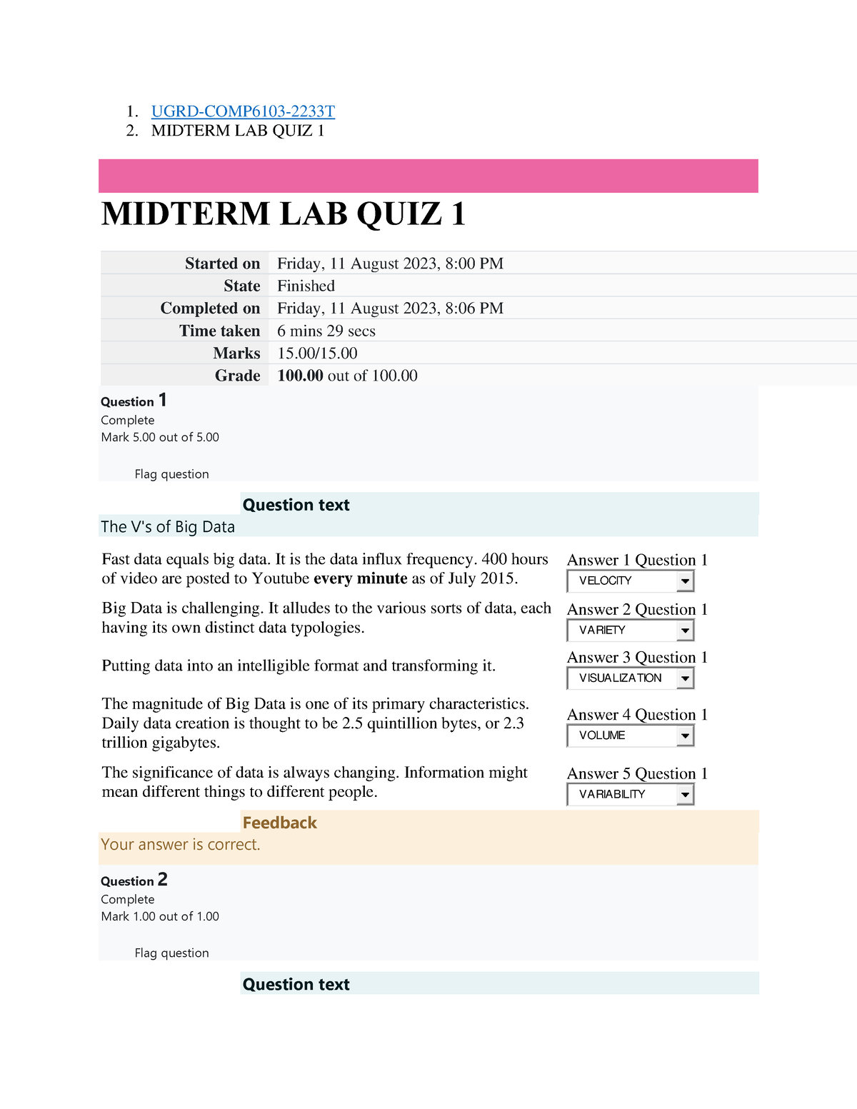 Midterm LAB QUIZ 1 - 1. UGRD-COMP6103-2233T 2. MIDTERM LAB QUIZ 1 ...