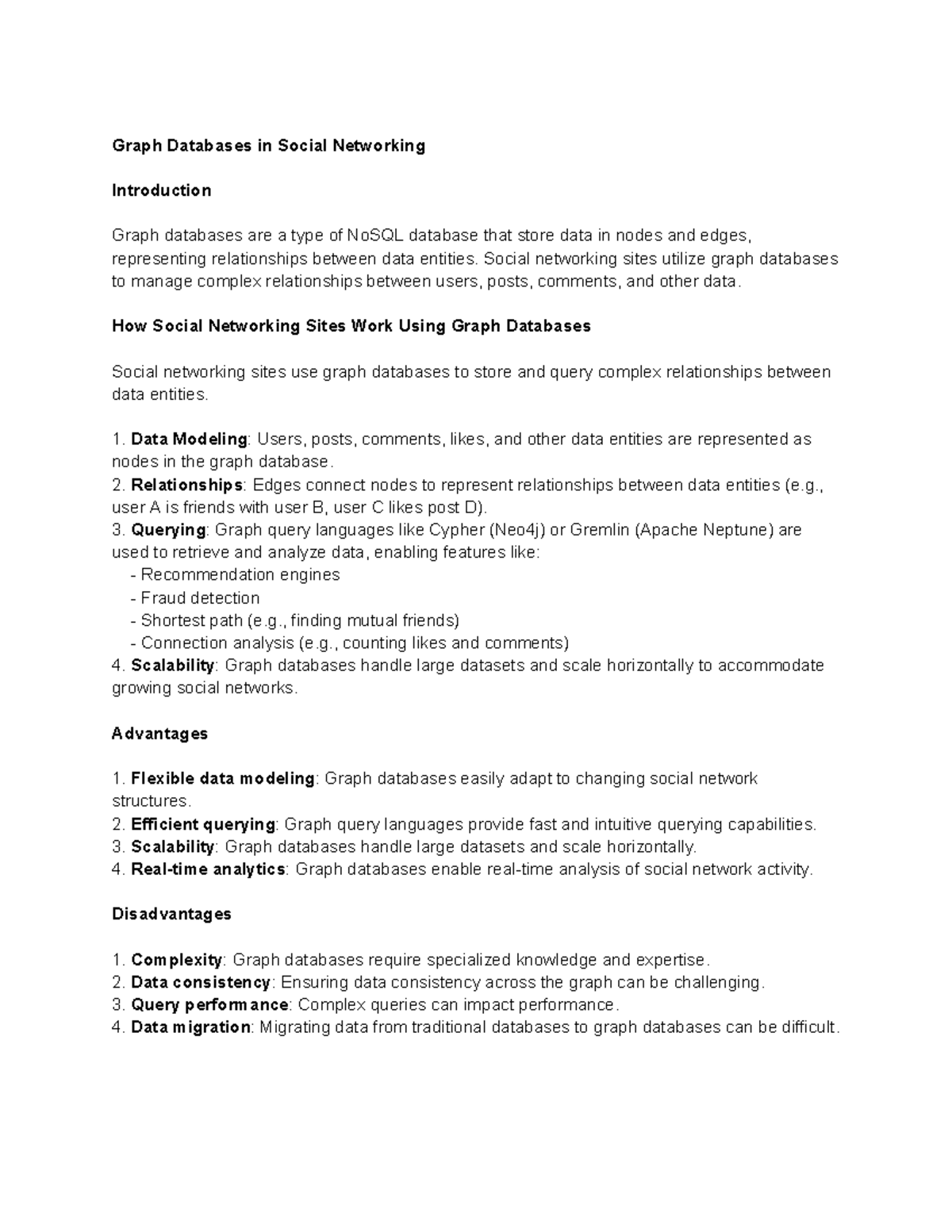 Big Data Analytics - Graph Databases in Social Networking Introduction ...