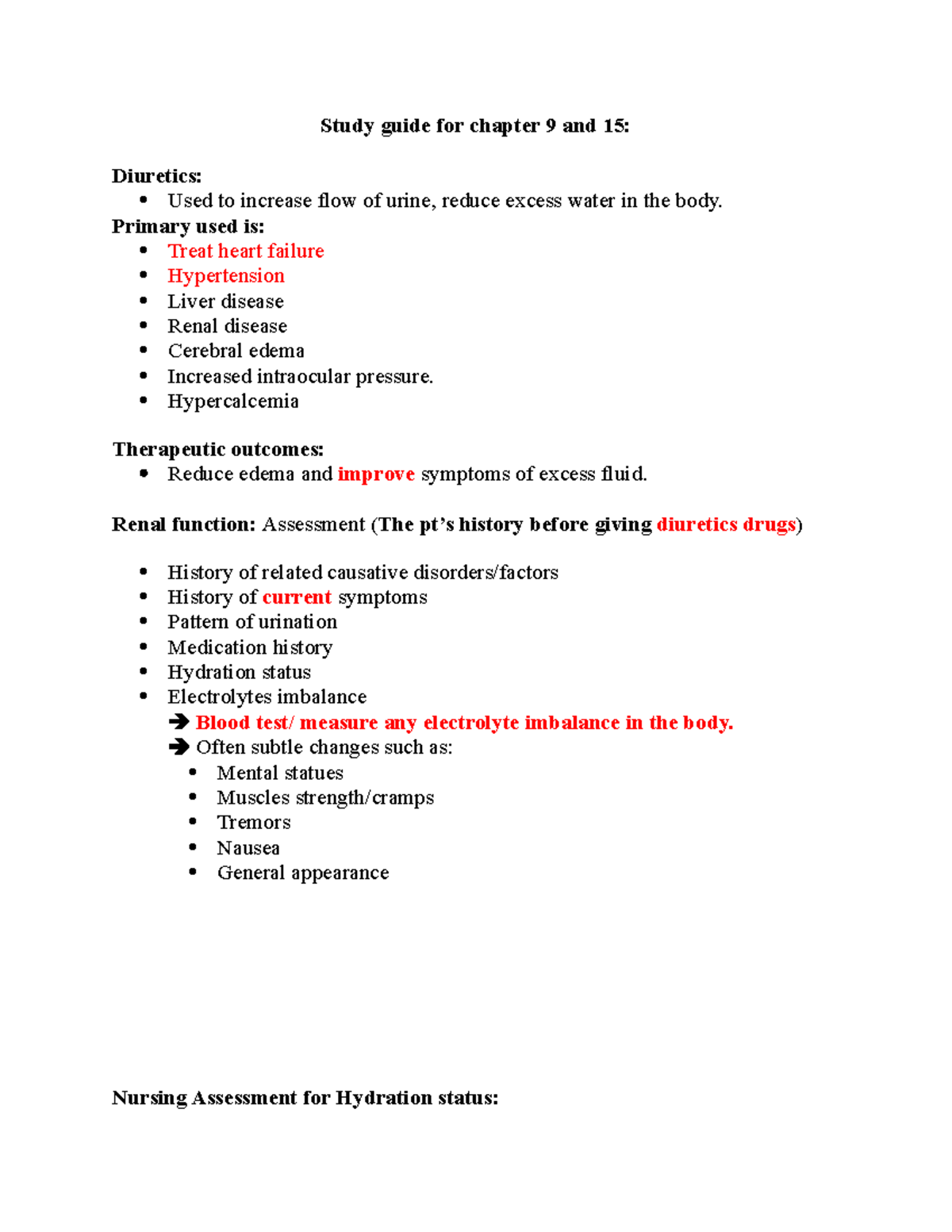 Study guide for chapter 9 and 15 - Study guide for chapter 9 and 15 ...