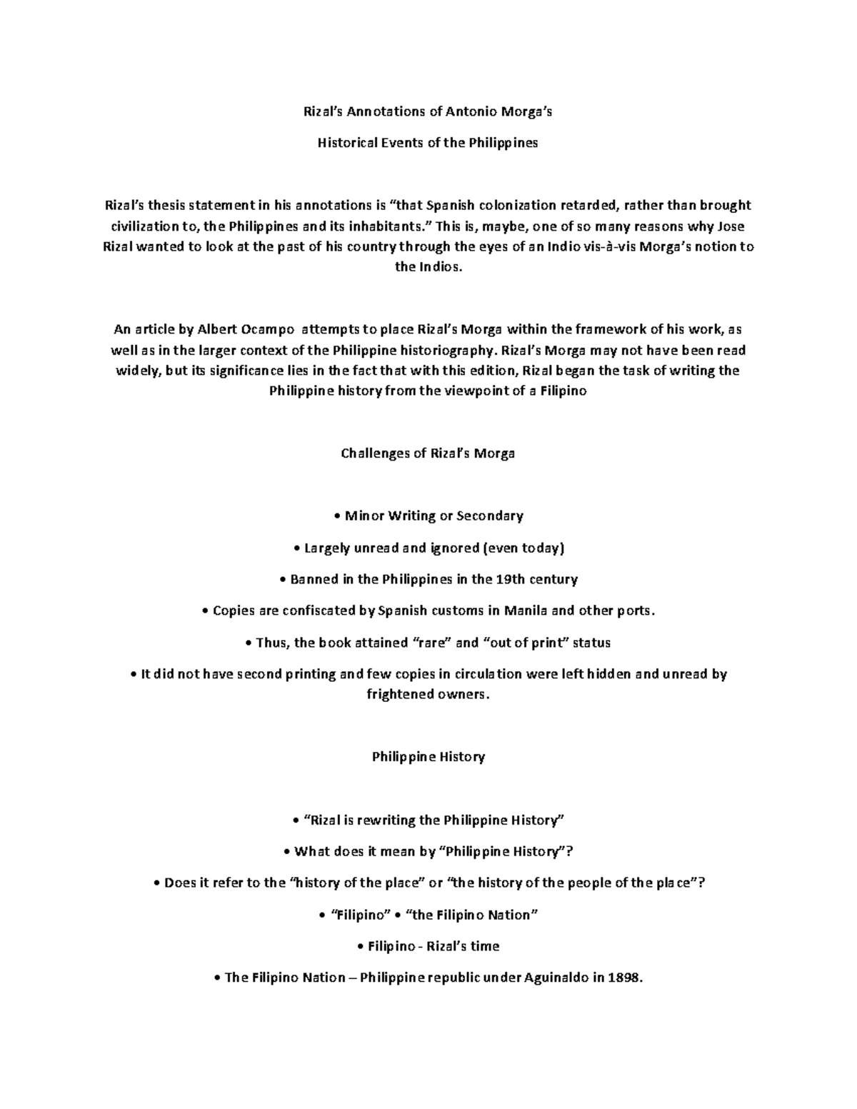 I am sharing 'Rizal’s Annotations of Antonio Morga’s Historical Events ...