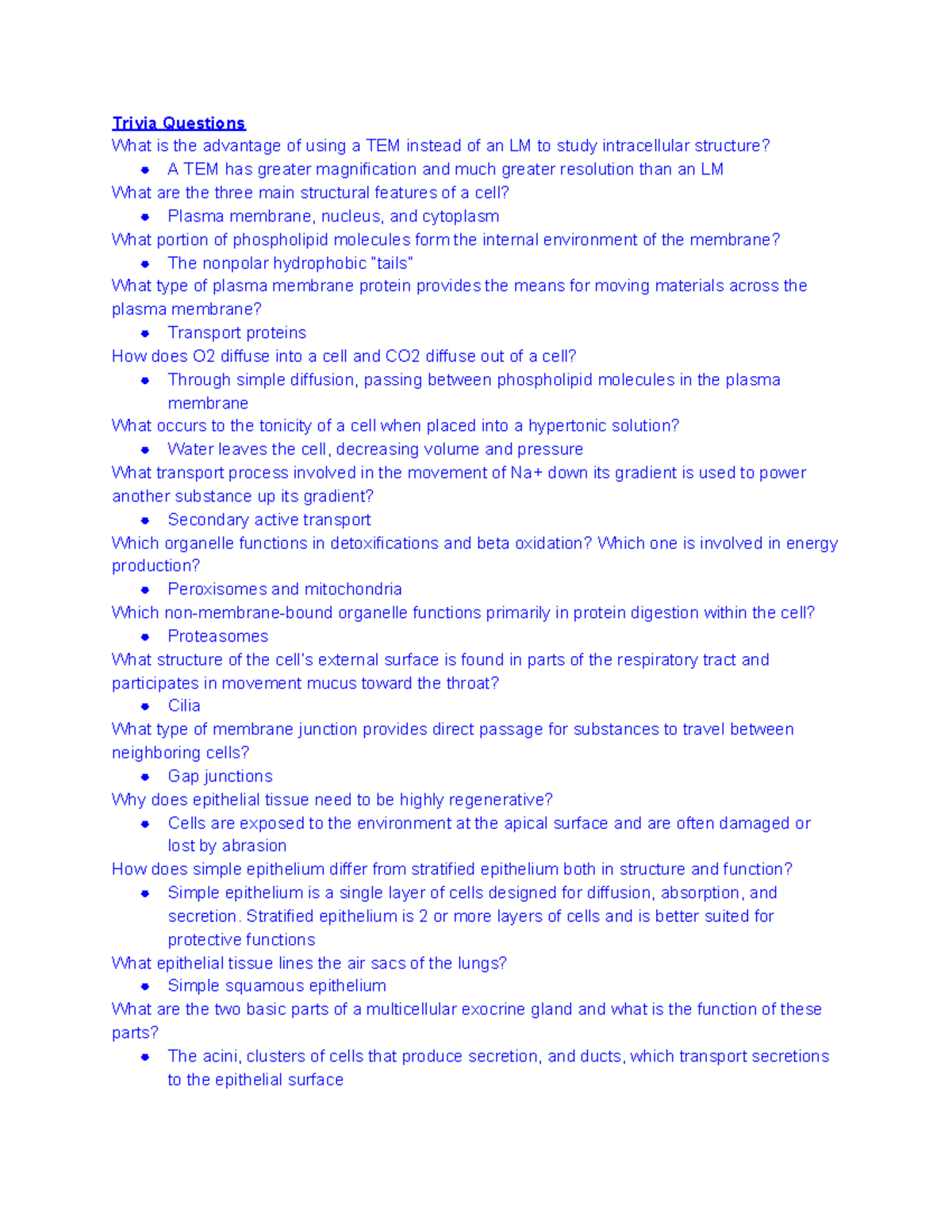 Chapter 4 Notes - Professor Corey Hanley - Trivia Questions What is the ...