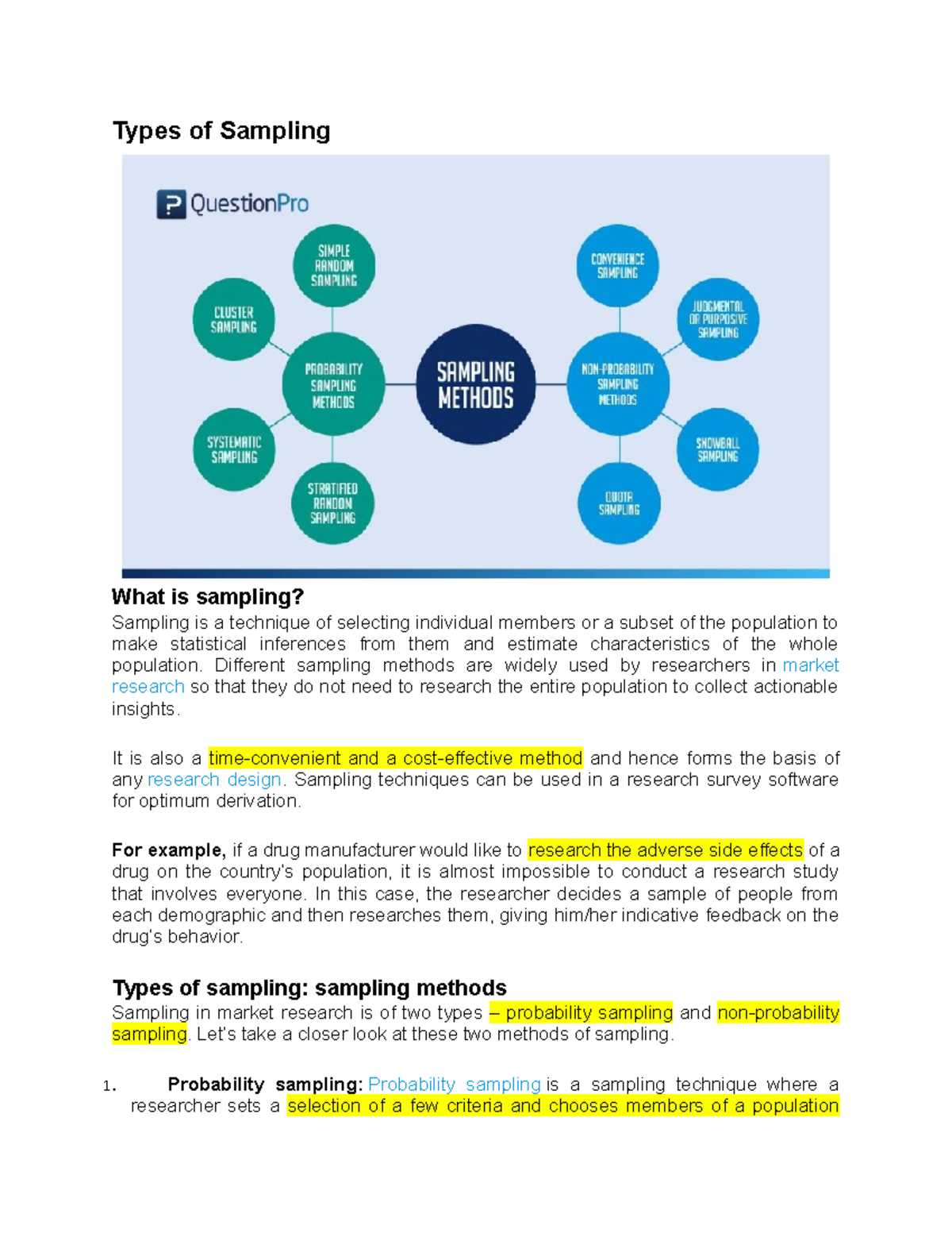 Types of Sampling - Types of Sampling What is sampling? Sampling is a ...