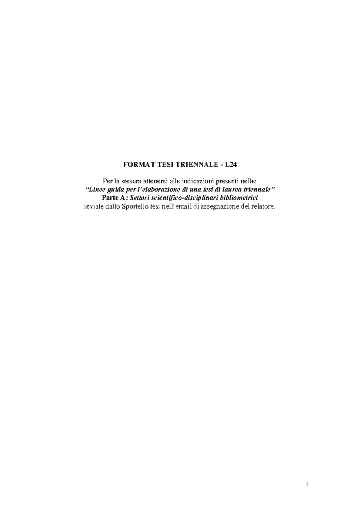Struttura della tesi triennale 2022 rev - FORMAT TESI TRIENNALE - L Per ...