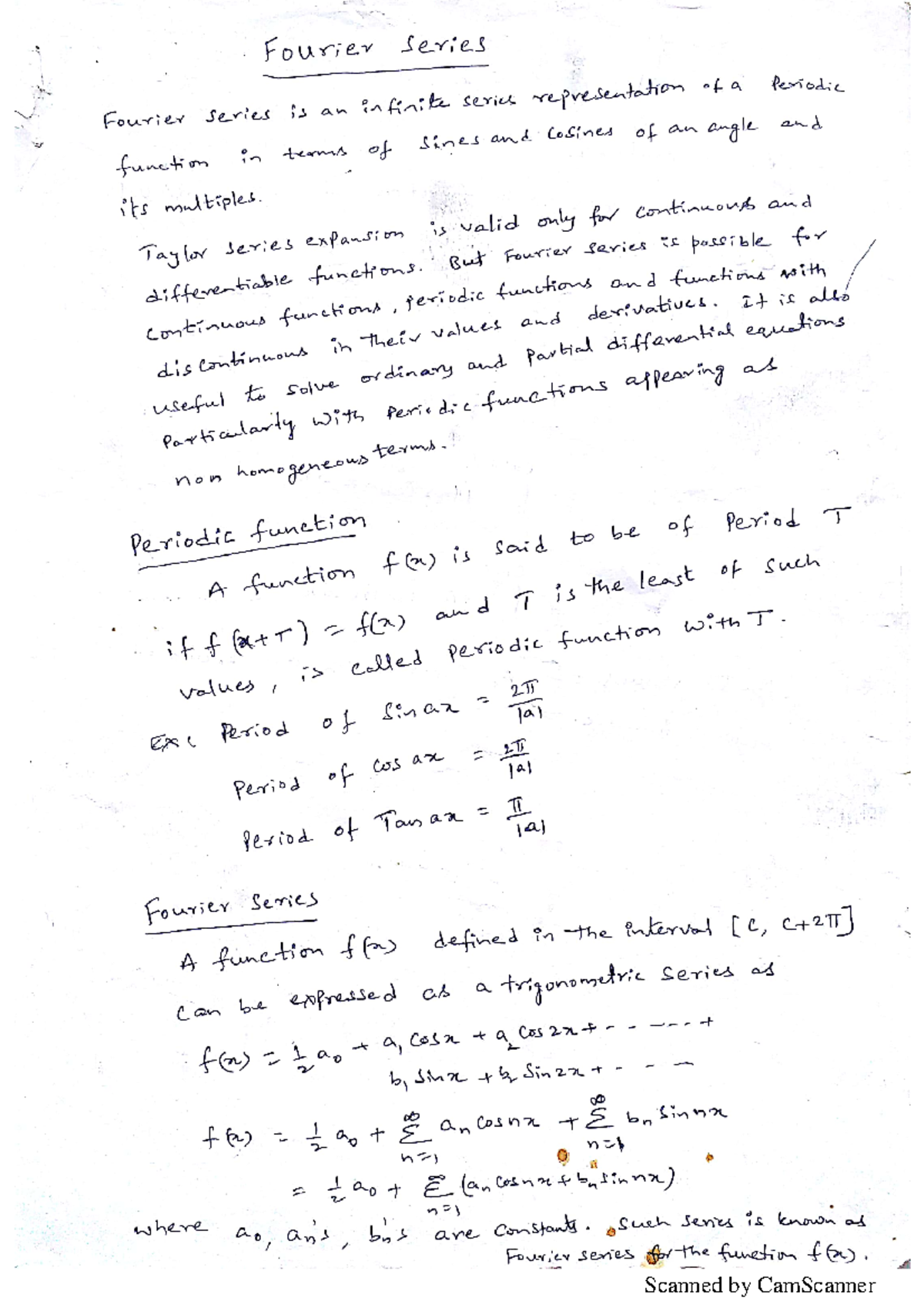 Fourier Series Mathematics I Studocu