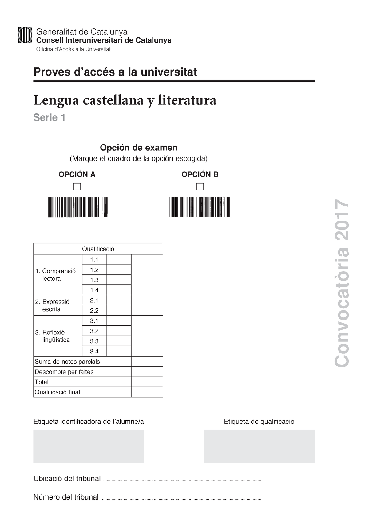 PAU 2017 O - Examenes - Proves D’accés A La Universitat Lengua ...