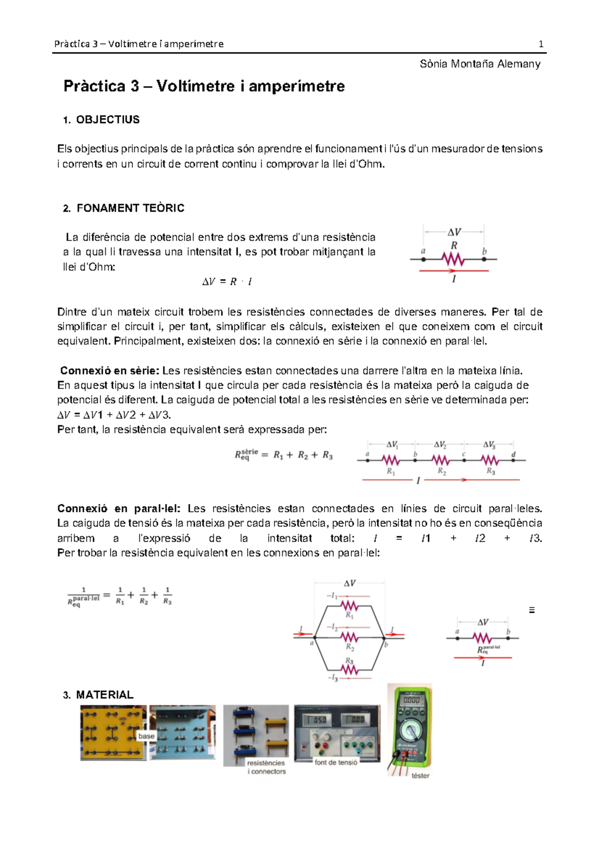 Voltímetre i Amperímetre Pràctica 3 Voltímetre i amperímetre 1